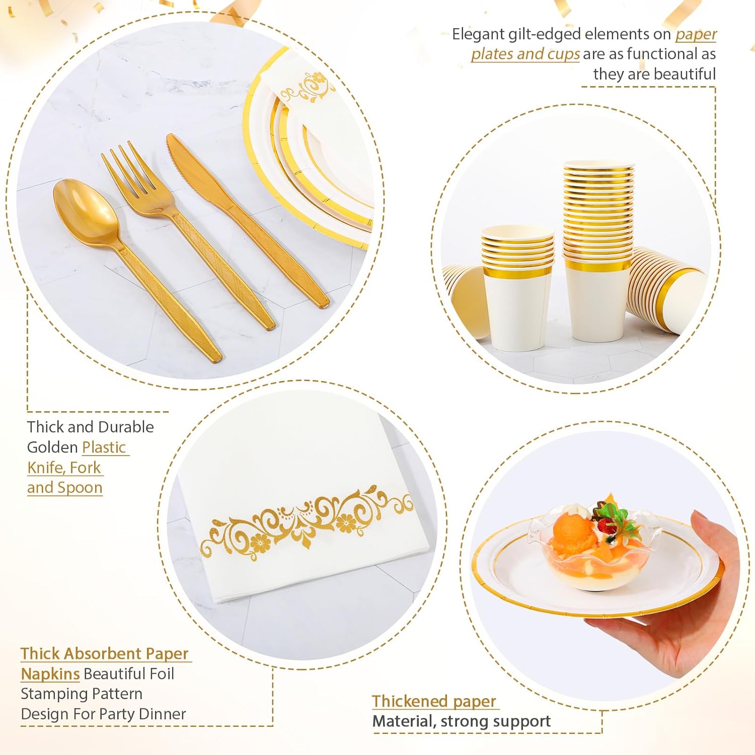 700 Pcs Gold Dinnerware Set for 100 Guests
