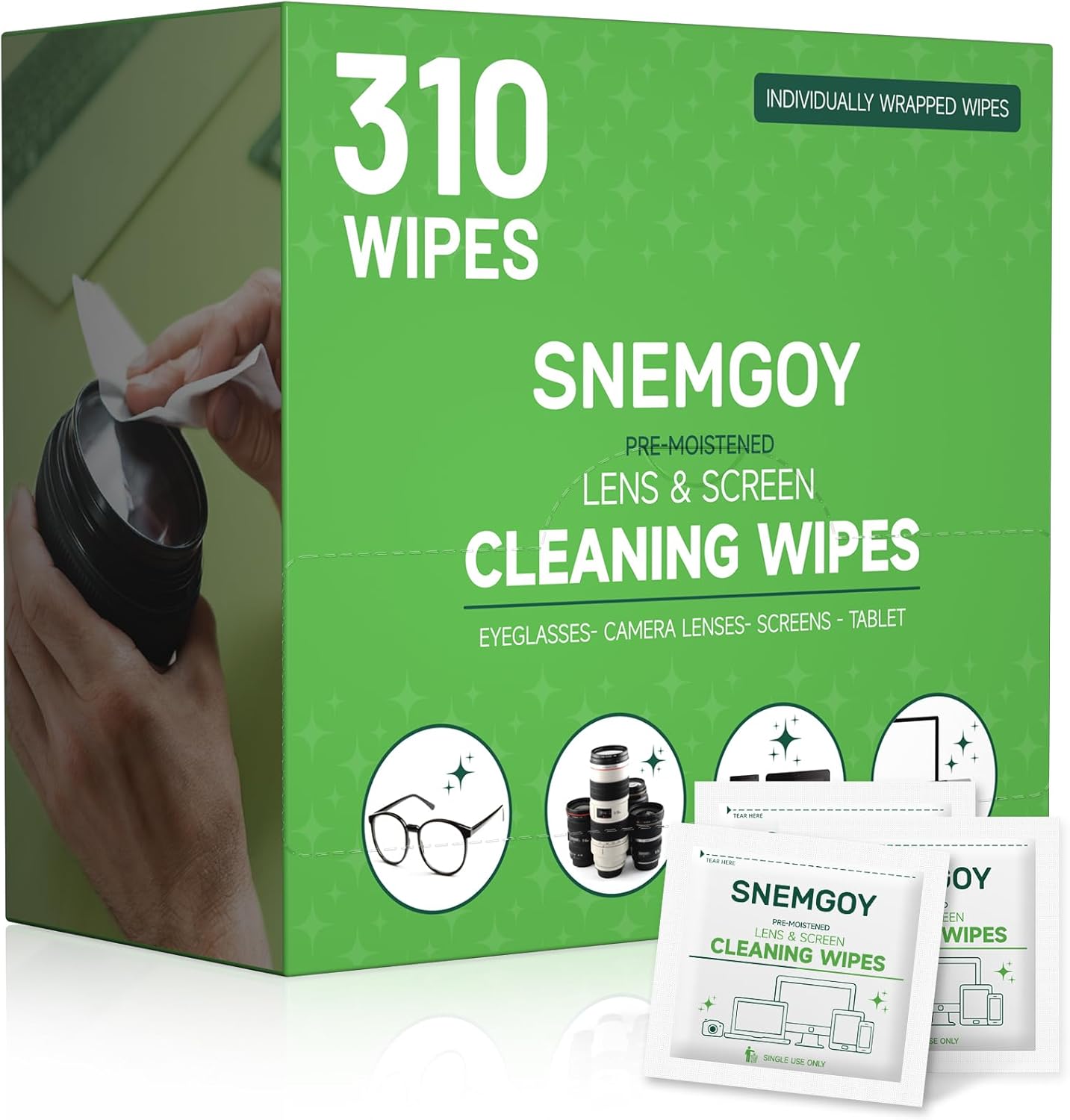 310 Count Pre-Moistened Lens Cleaning Wipes for Glasses Phones Lenses Screens