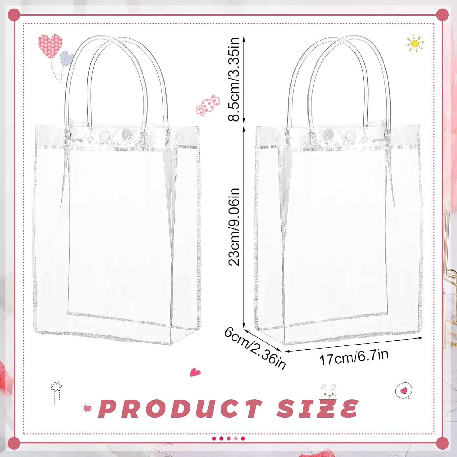 Clear PVC Gift Bags with Handles 25 Pack