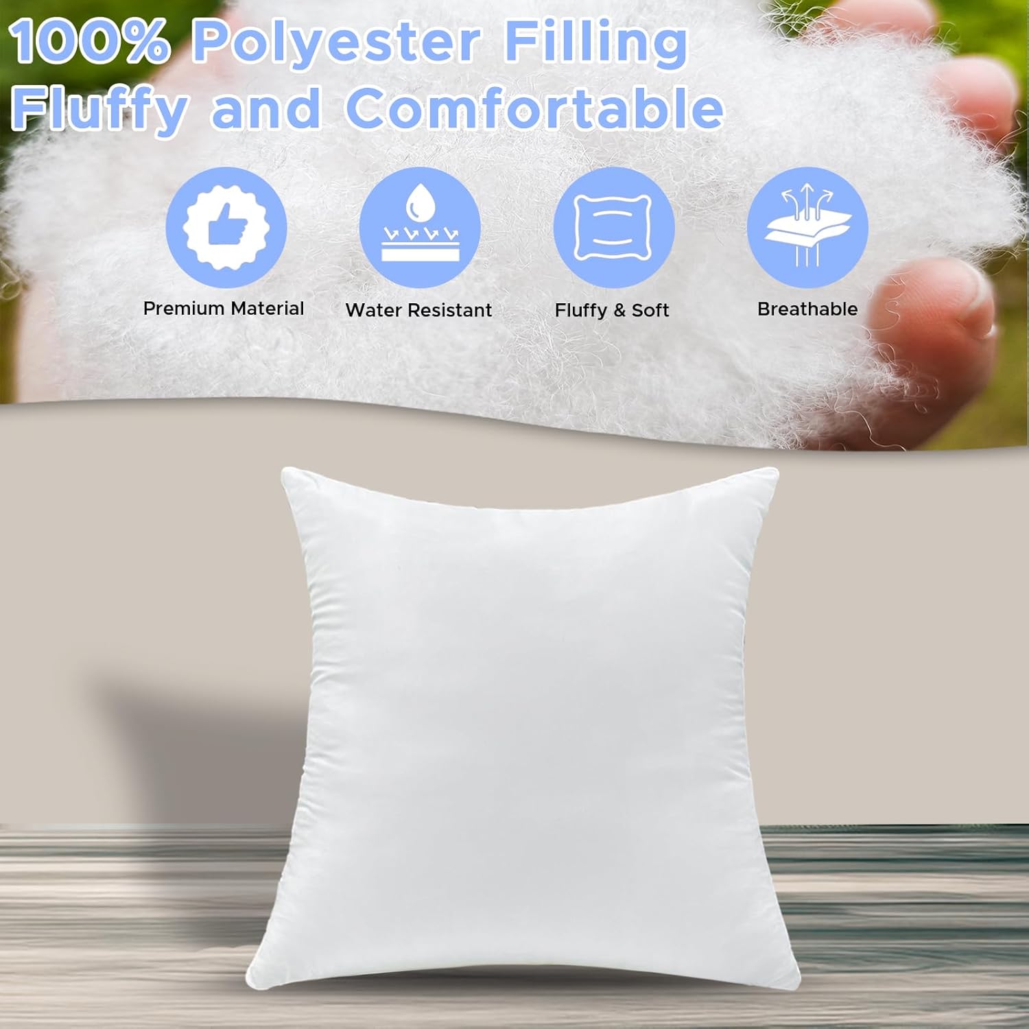 20x20 Inch Outdoor Pillow Inserts Pack of 2