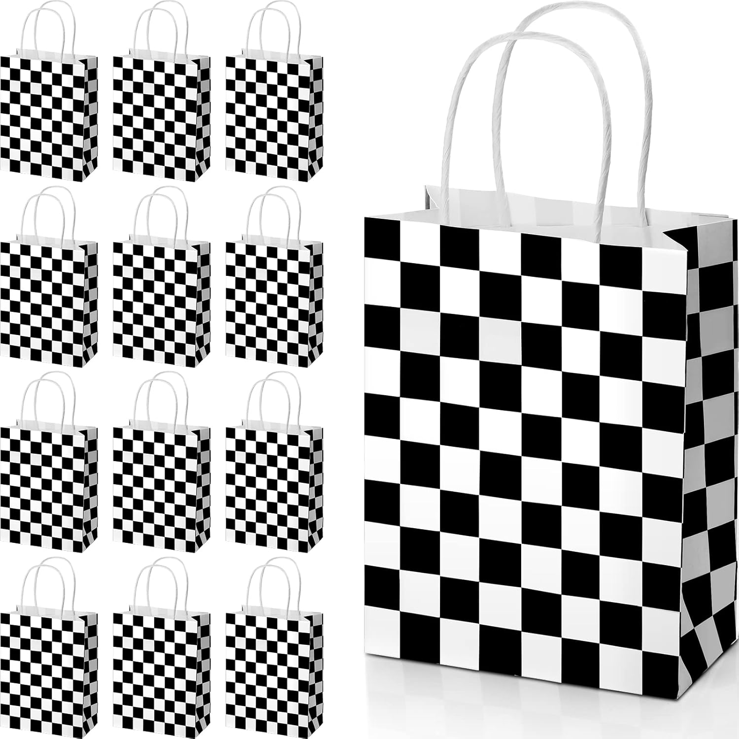 Gersoniel 24 Checkered Race Treat Bags with Handle
