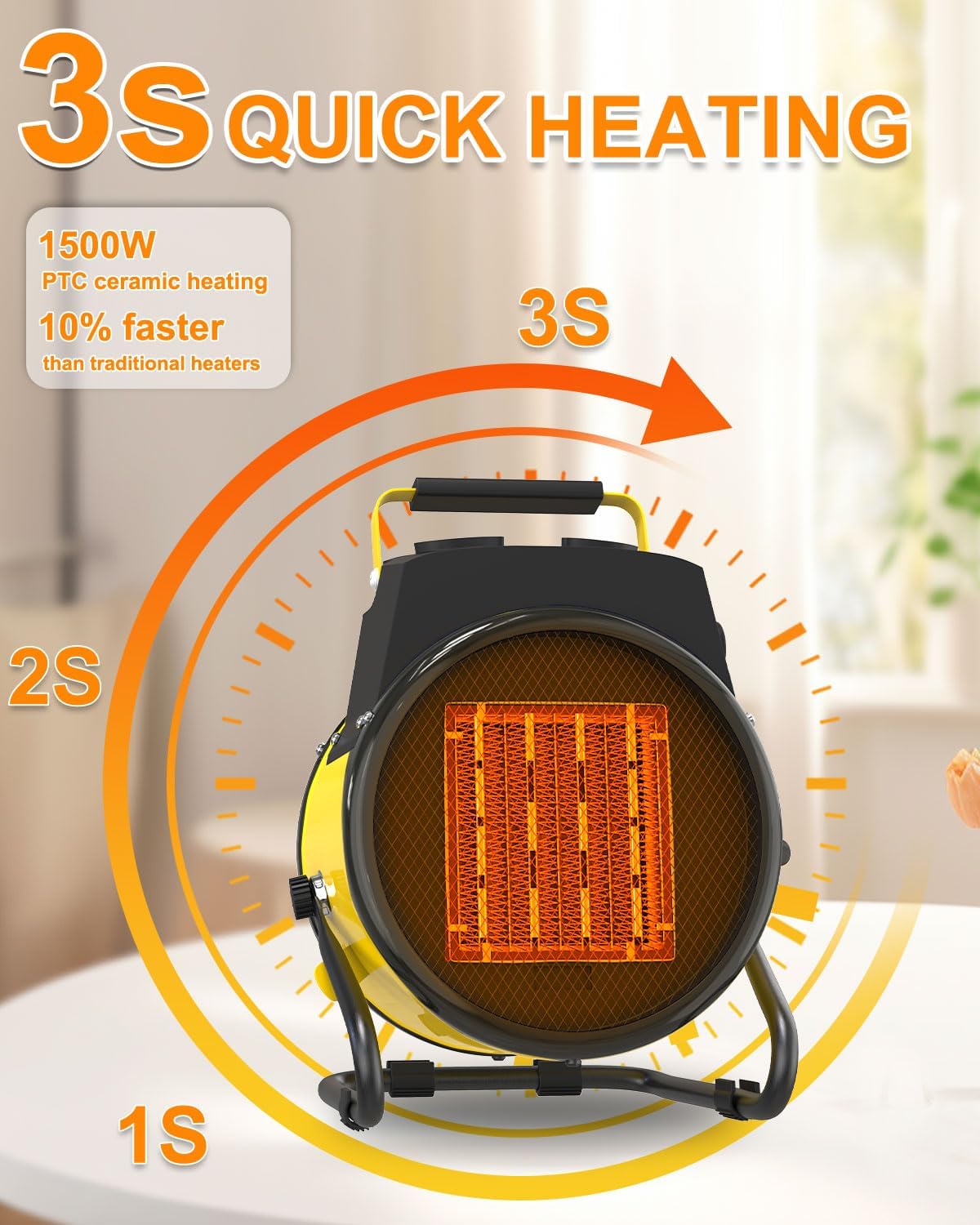 DECOKTOOL 1500W Electric Space Heater with 3 Modes and Overheat Protection