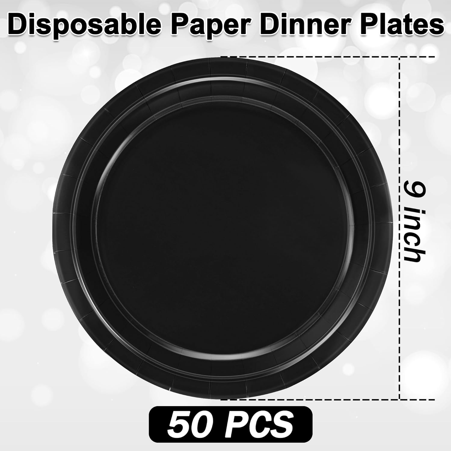 50 Pack 9 Inch Disposable Paper Party Plates