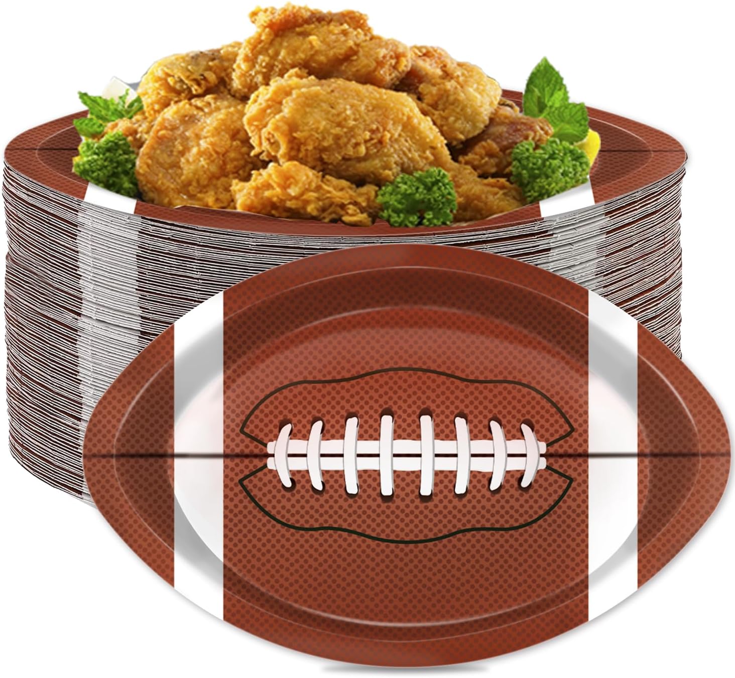 100 Pcs Football Shaped Disposable Paper Plates for Sports Events