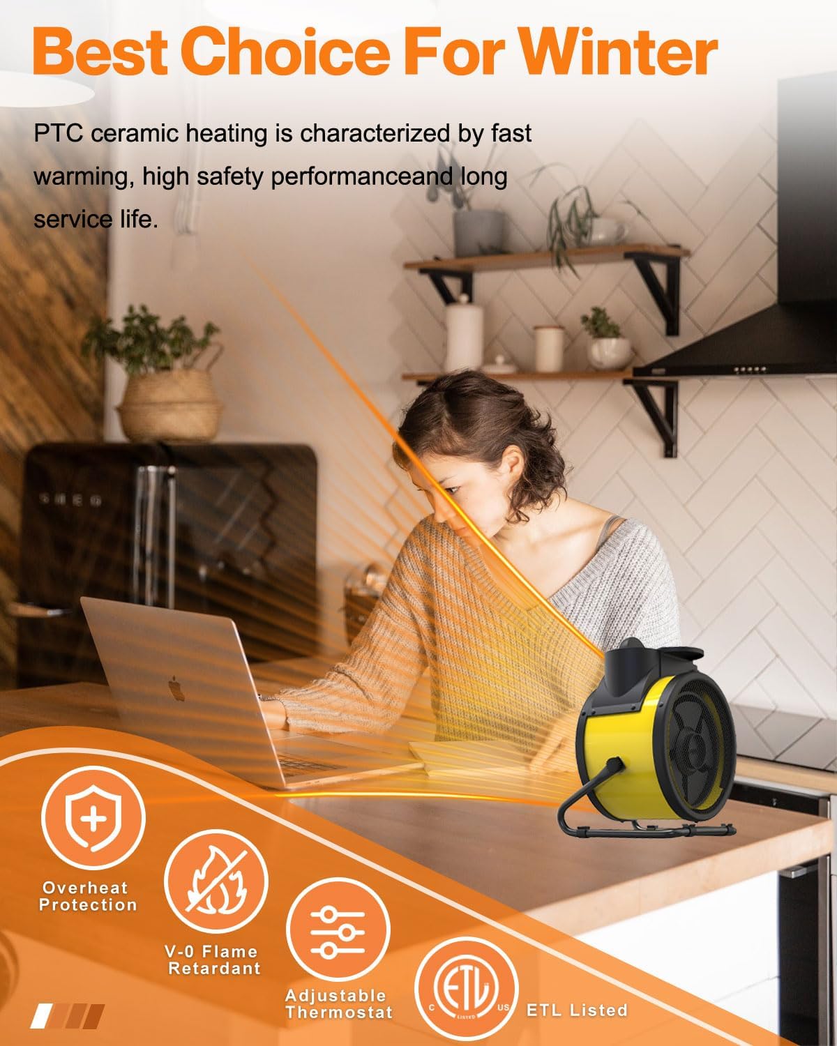 AOBMAXET 1500W PTC Garage Heater with 3 Modes