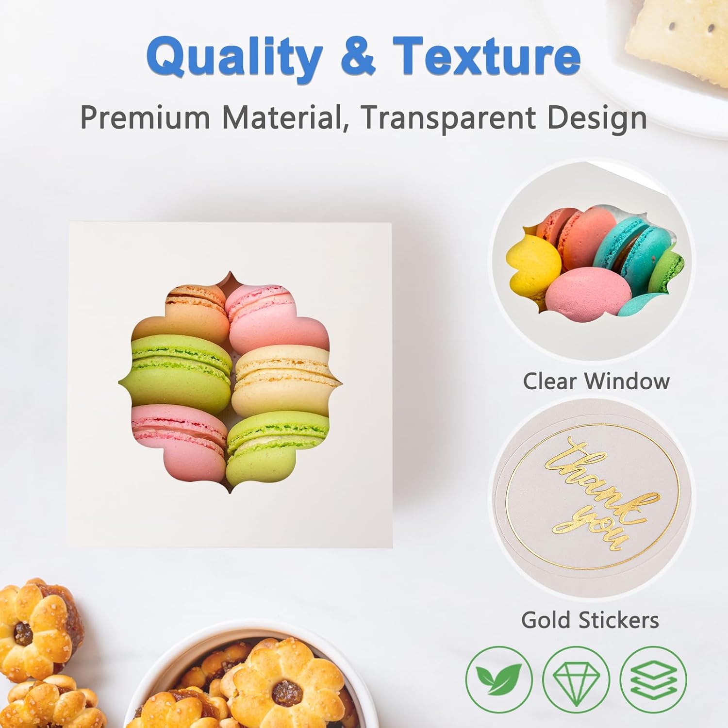 Shallive 4-Inch Cookie Boxes 25 Pcs White with Window