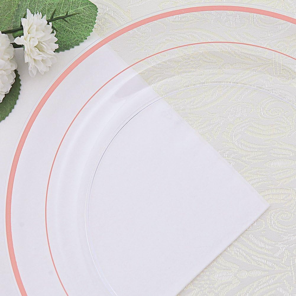 I00000 60 Pcs Rose Gold Plastic Plates Set