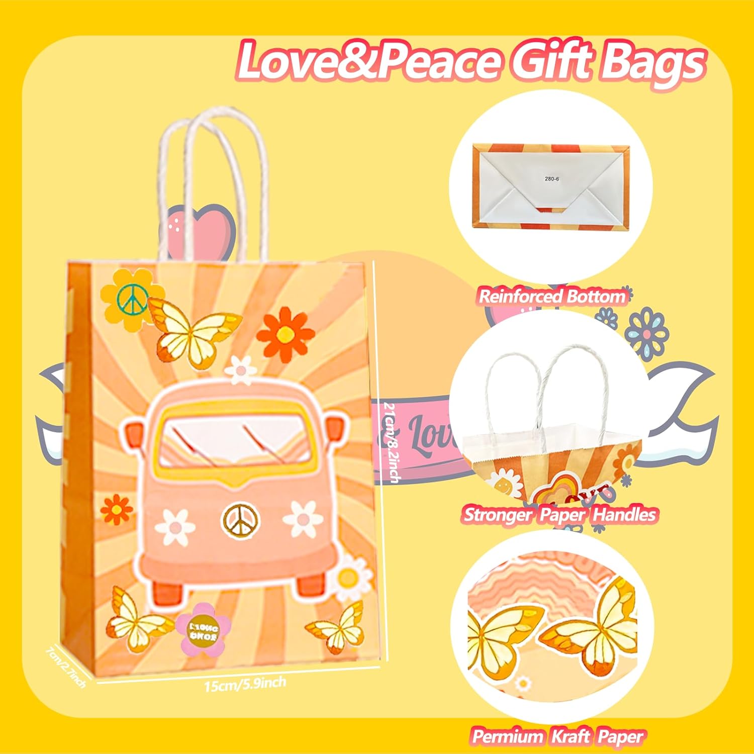 Czwxoxo 24 Pcs Groovy Retro Party Favor Bags