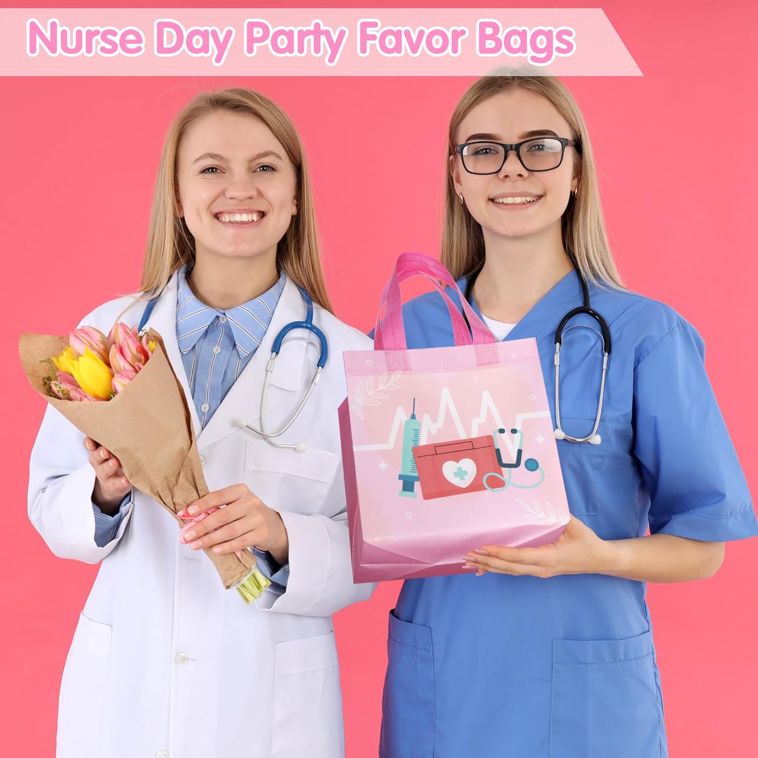 Kigeli 60 Pcs Nurse Appreciation Gift Bags with Handles