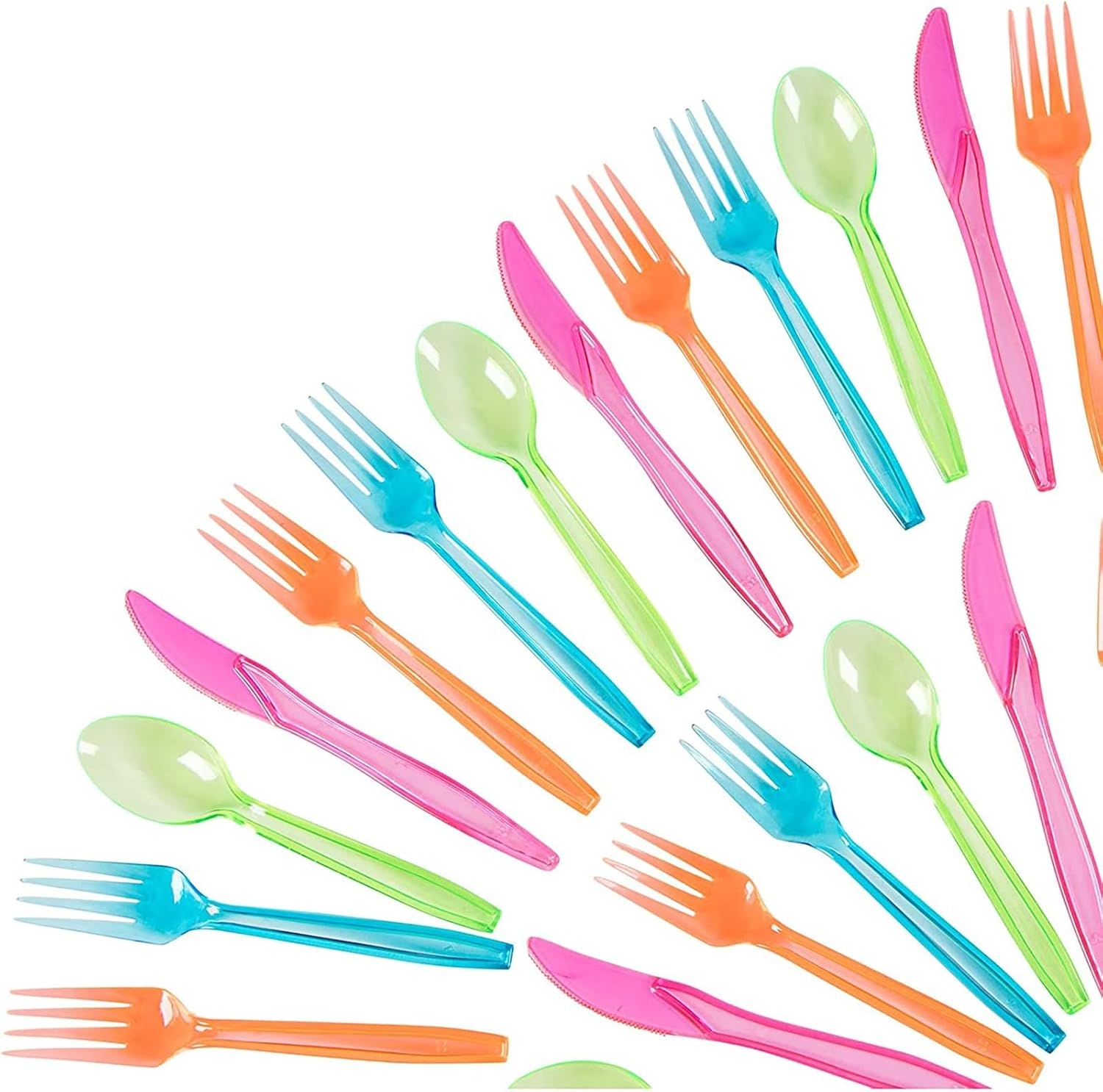 Juvale 216 Piece Rainbow Plastic Cutlery Set for Parties