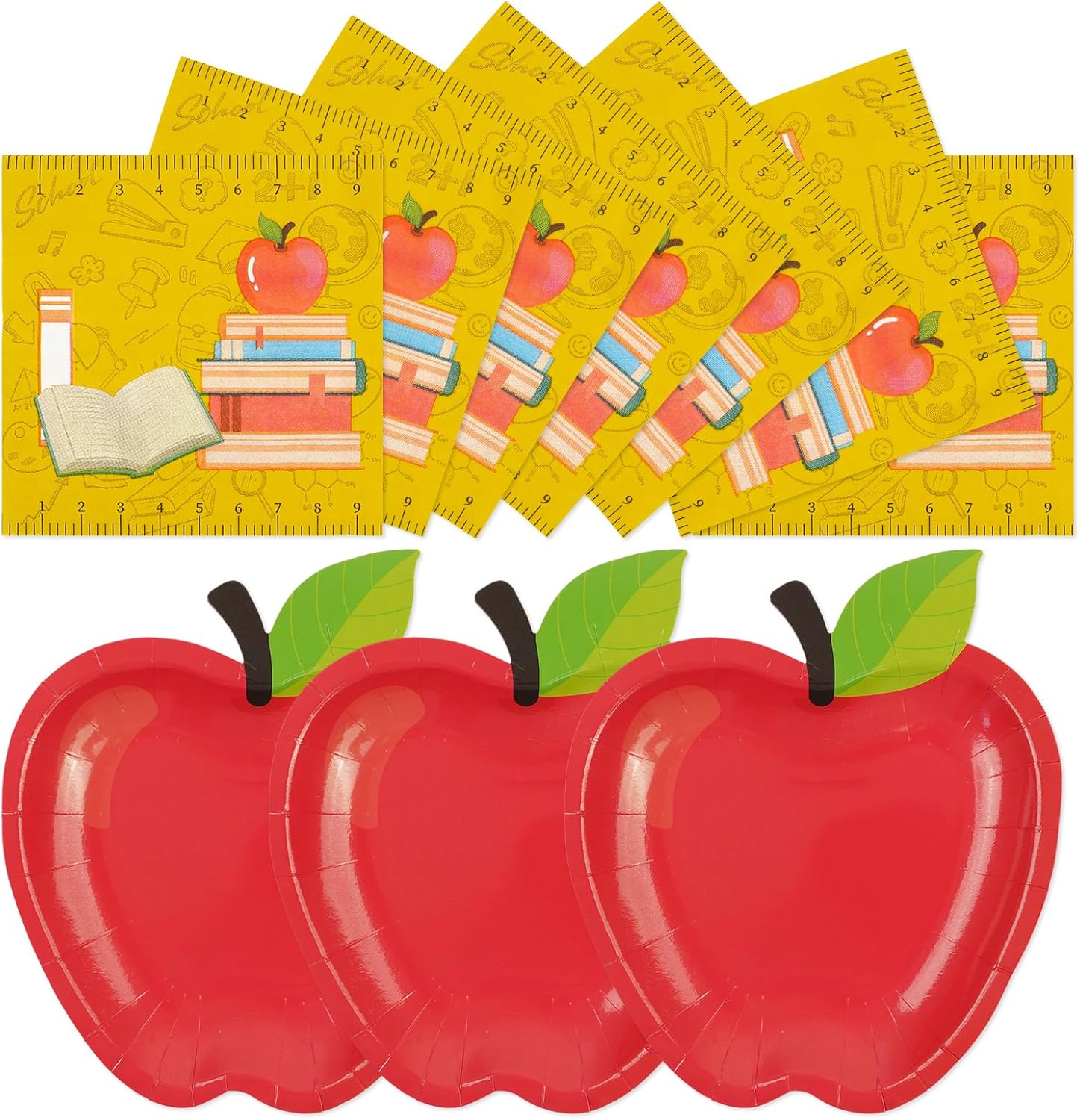 40 PCS Back to School Apple Plates and Napkins Set