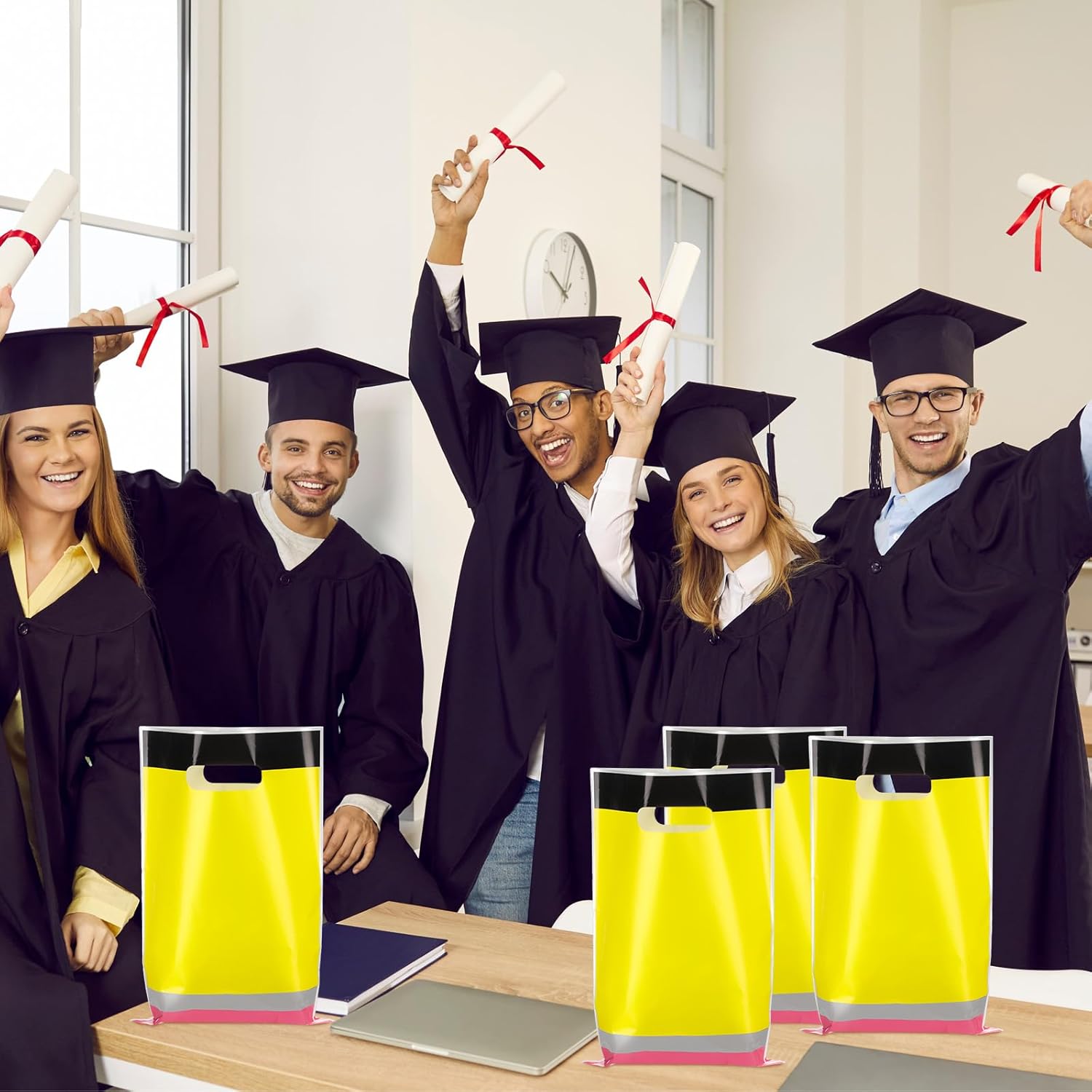 Ecally 50 Pcs Pencil Shaped Gift Bags for School Parties