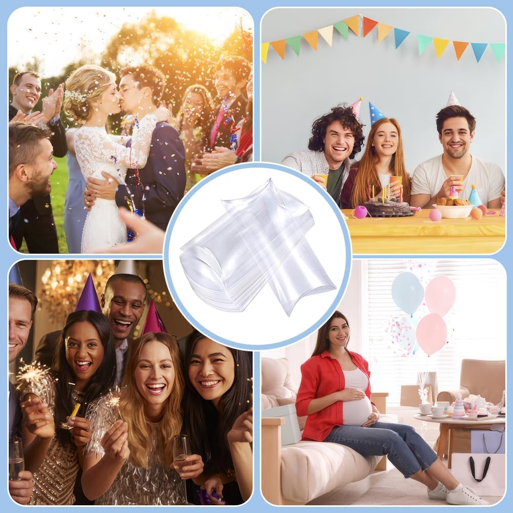 BENECREAT 30 Pack Clear Plastic Pillow Favor Box