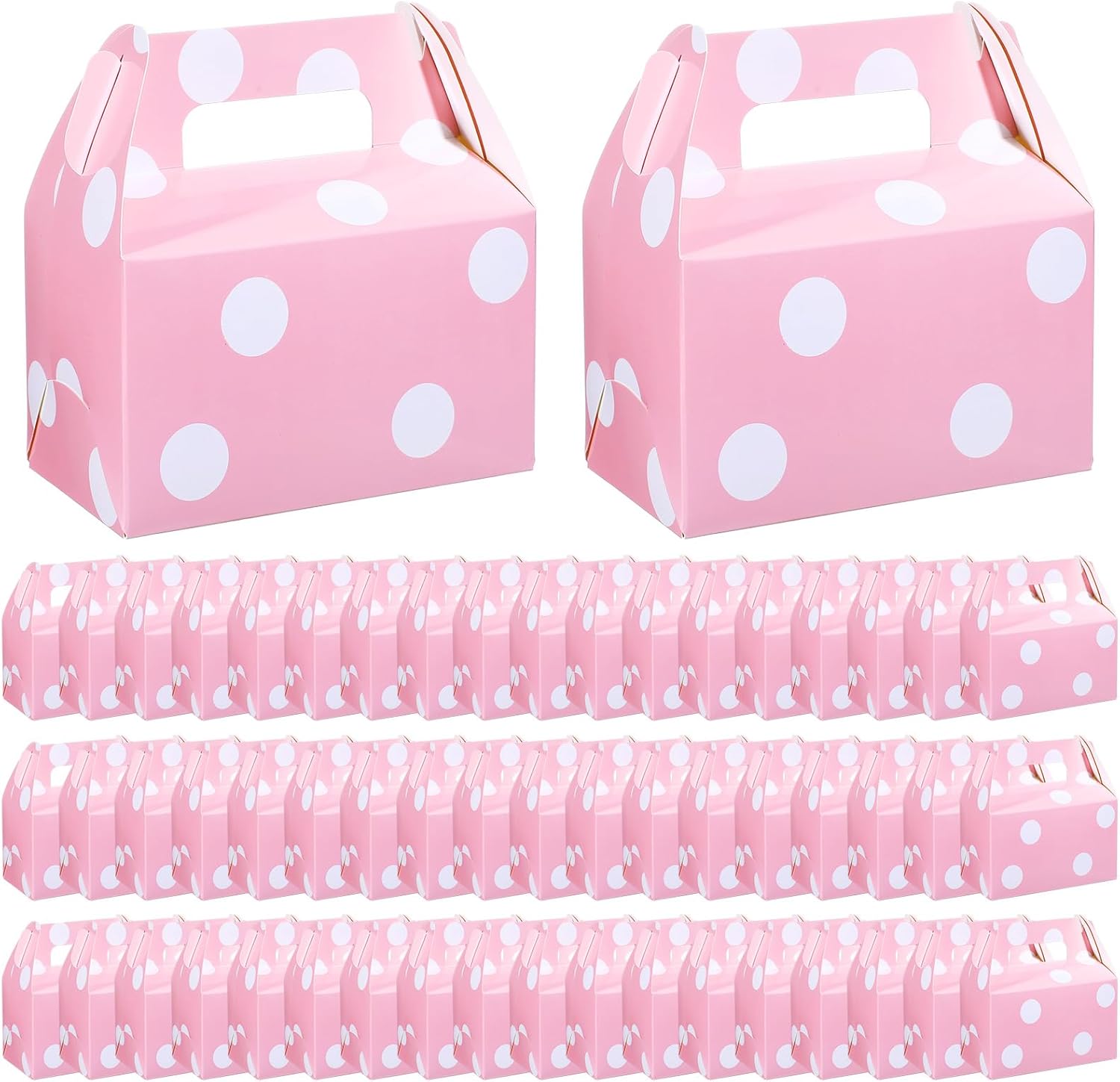 TecUnite 50 Pcs Pink Polka Dot Gift Boxes with Handles