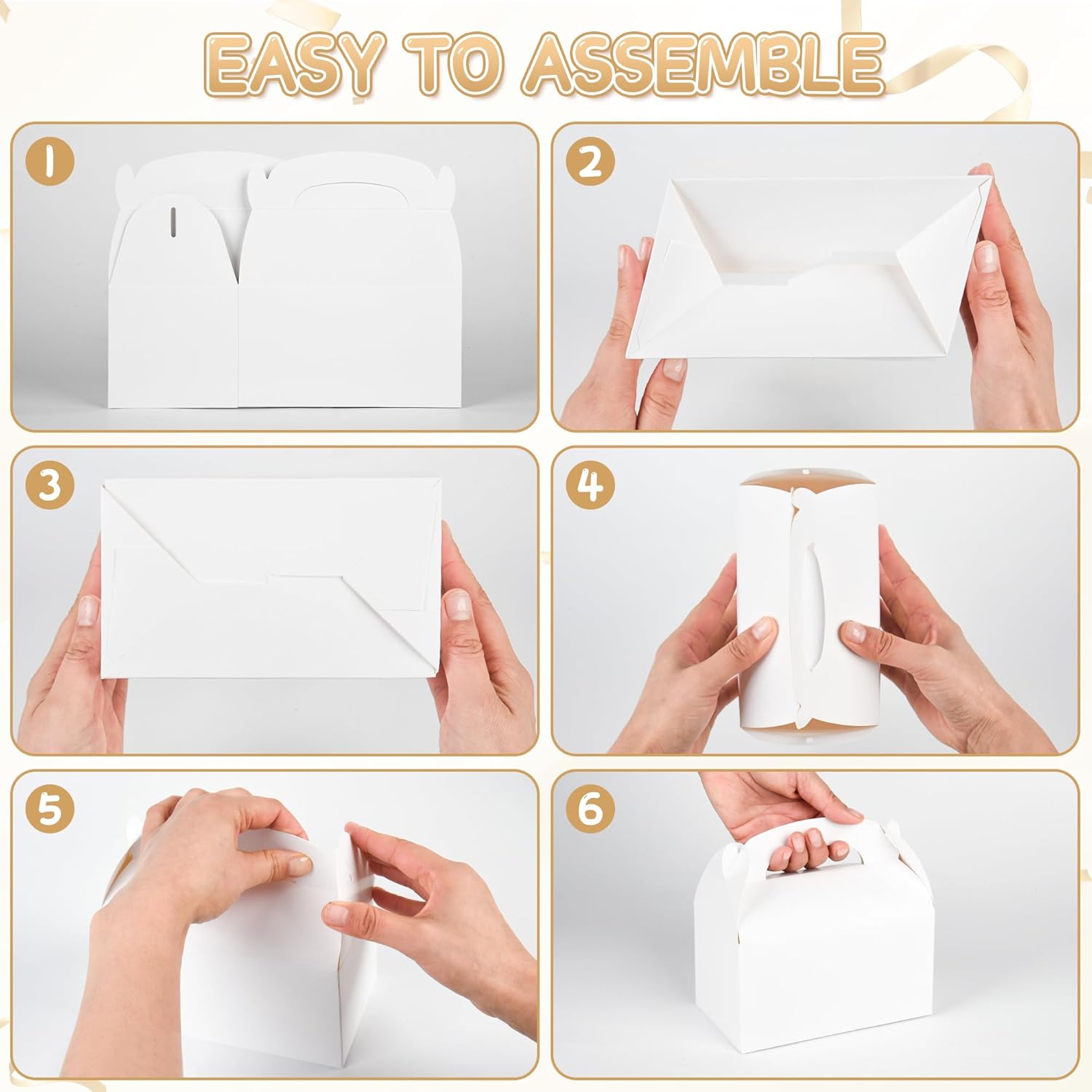 DjinnGlory 36 Pack White Treat Boxes with Handle