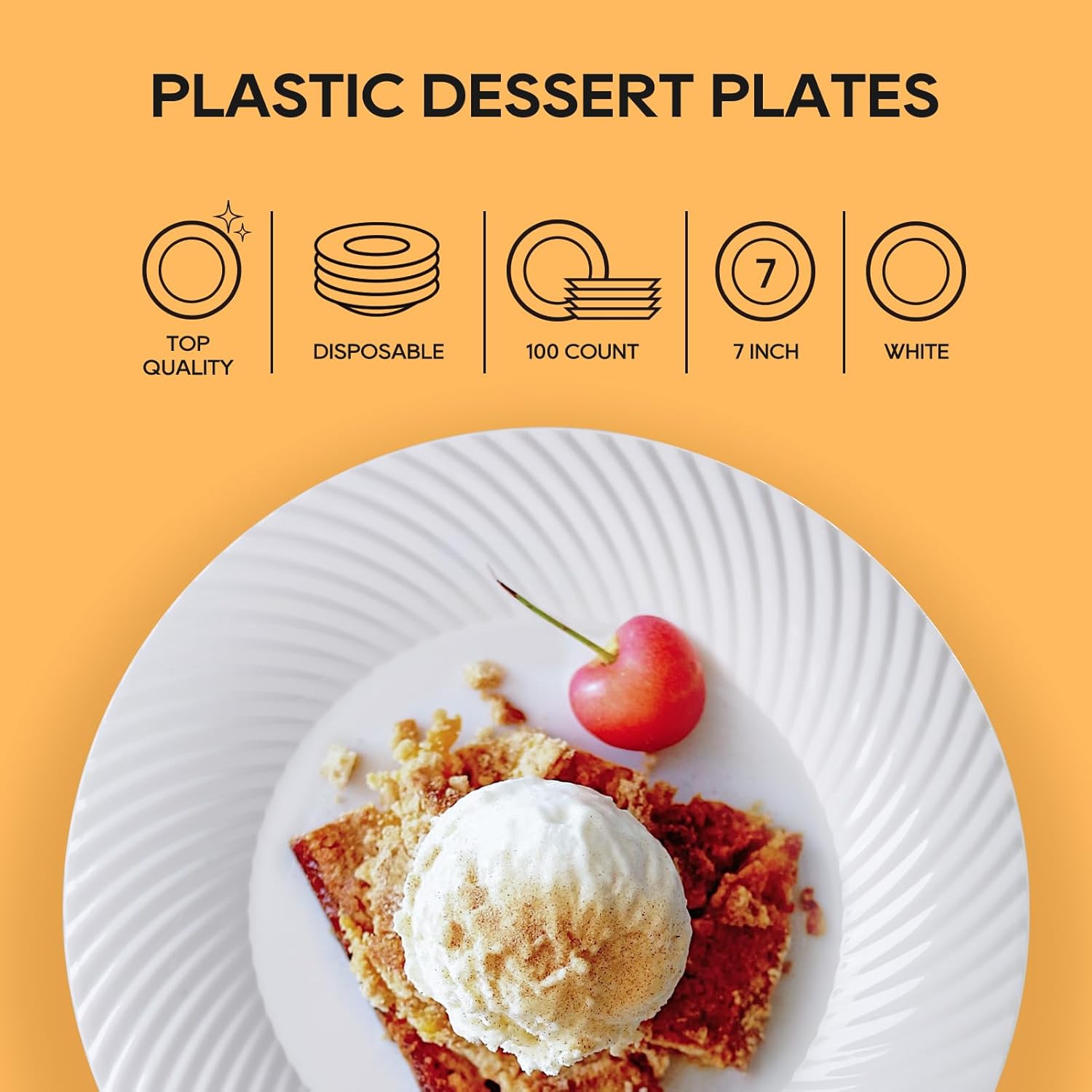 FOCUSLINE 7 Inch White Plastic Plates 100 Count