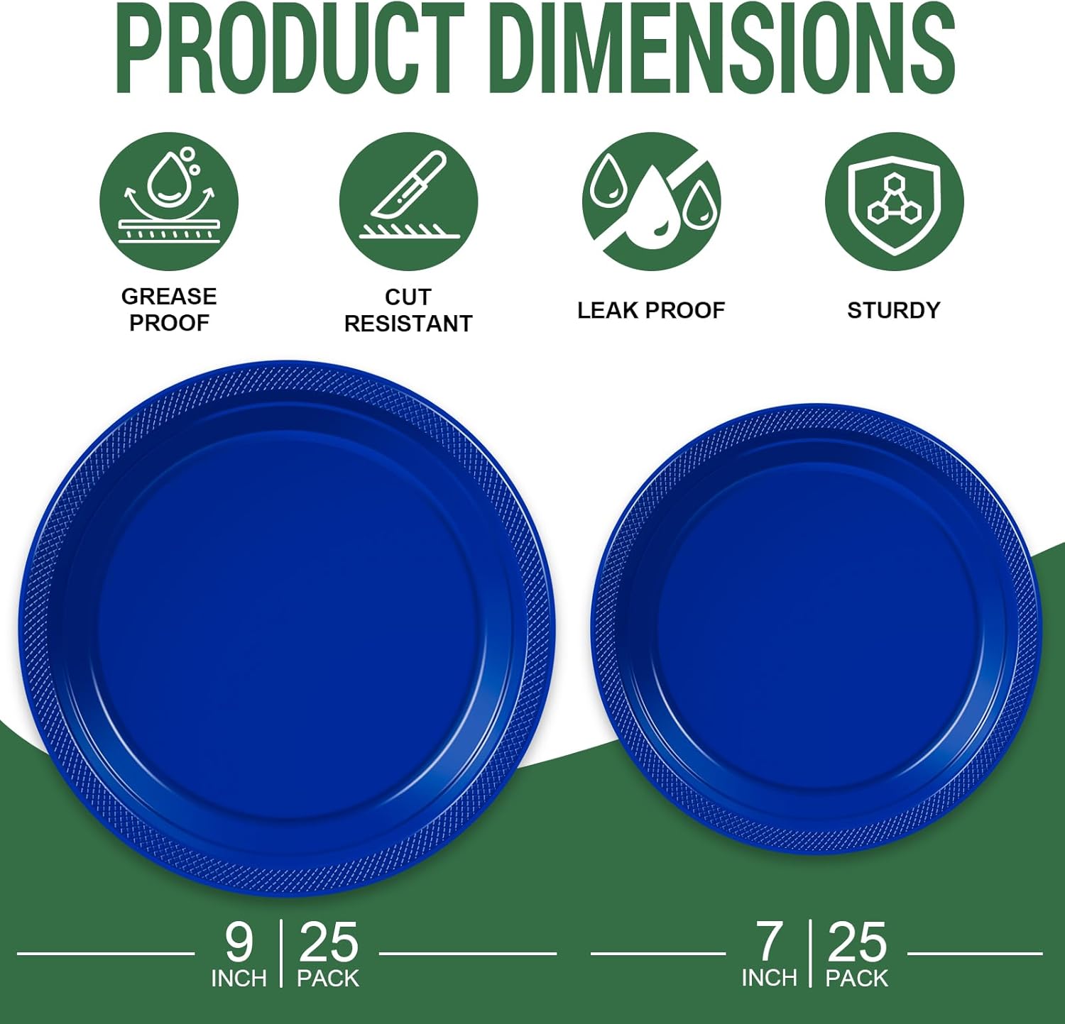 50 Royal Blue Plastic Plates for Party Supplies
