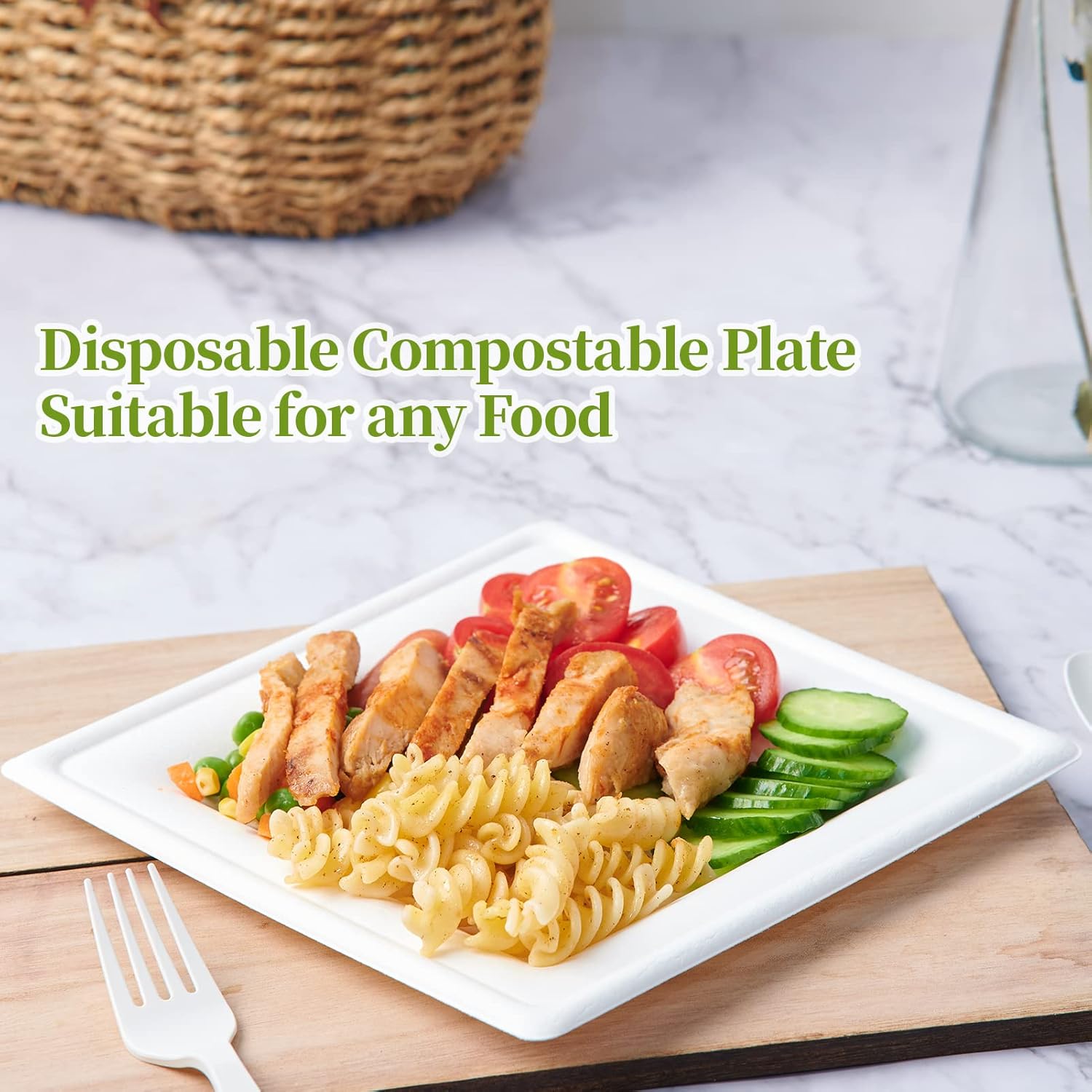 ECOLipak 150 Piece Compostable Square Plates 6 Inch