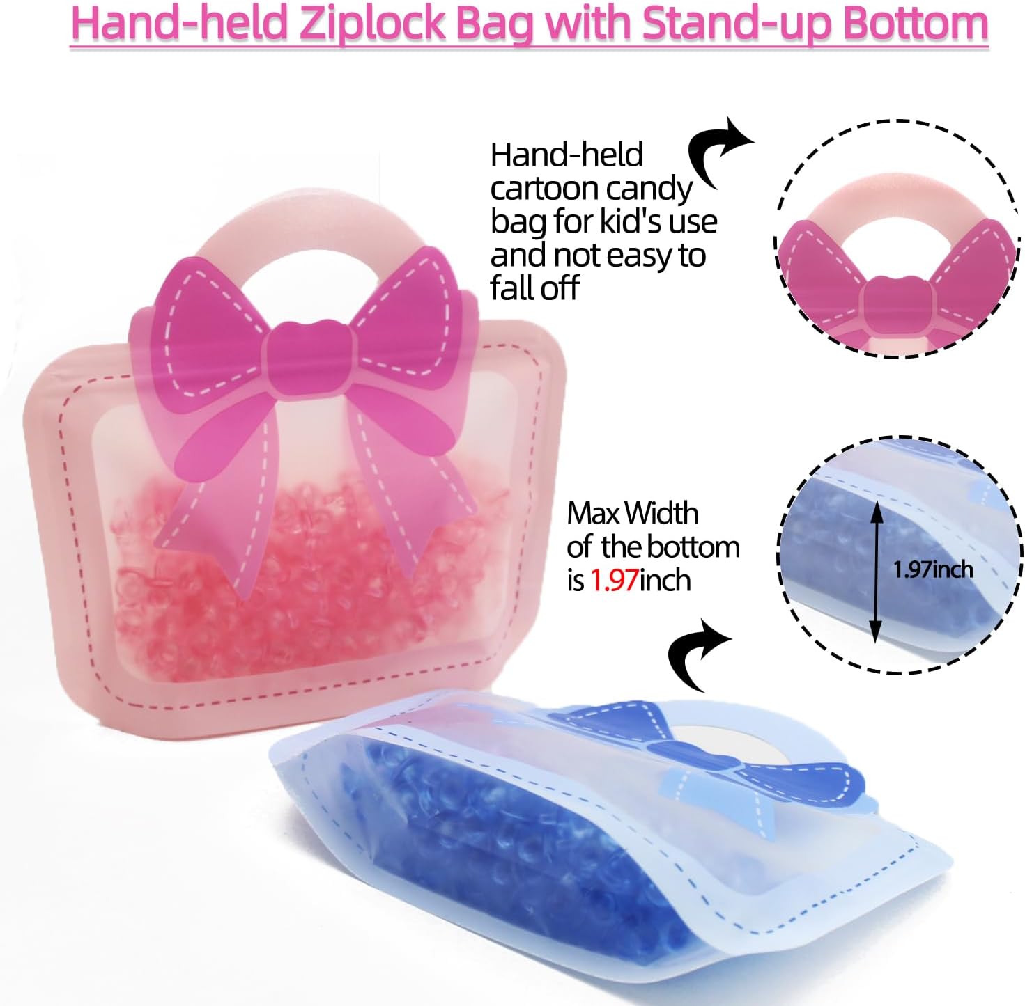 30 Pack Cartoon Bow Goodie Bags for Kids Birthday Parties