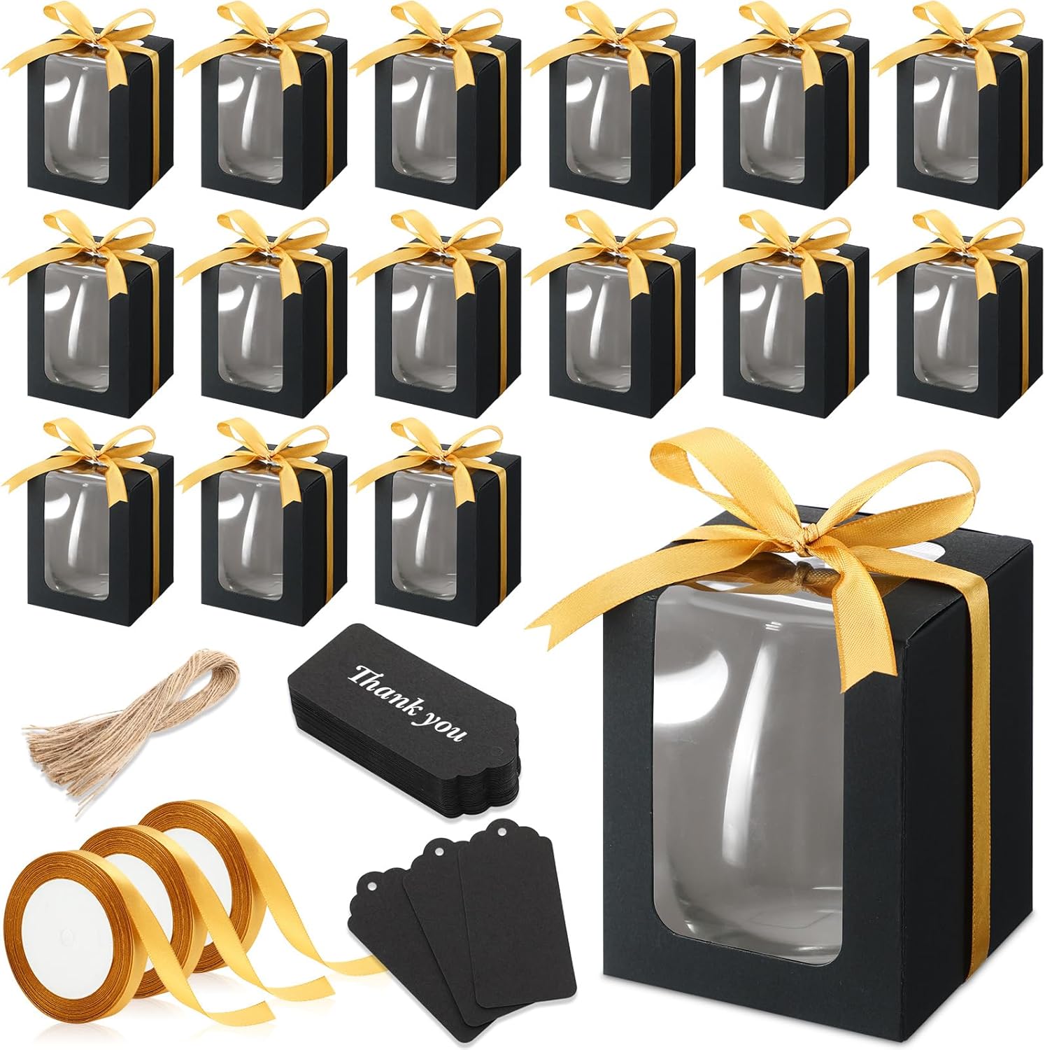 Fulmoon 50 Pack Clear Wine Glass Gift Boxes