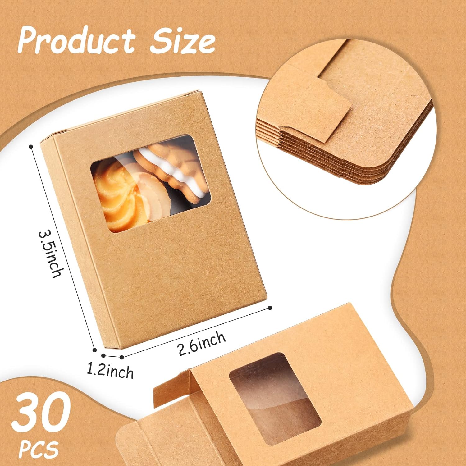 Spakon 30 Pcs Mini Kraft Soap Boxes with Window
