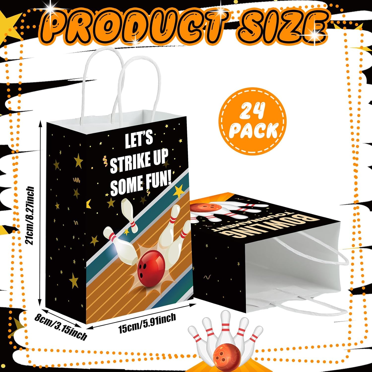 Kolldenn 24 Pcs Bowling Party Favor Bags