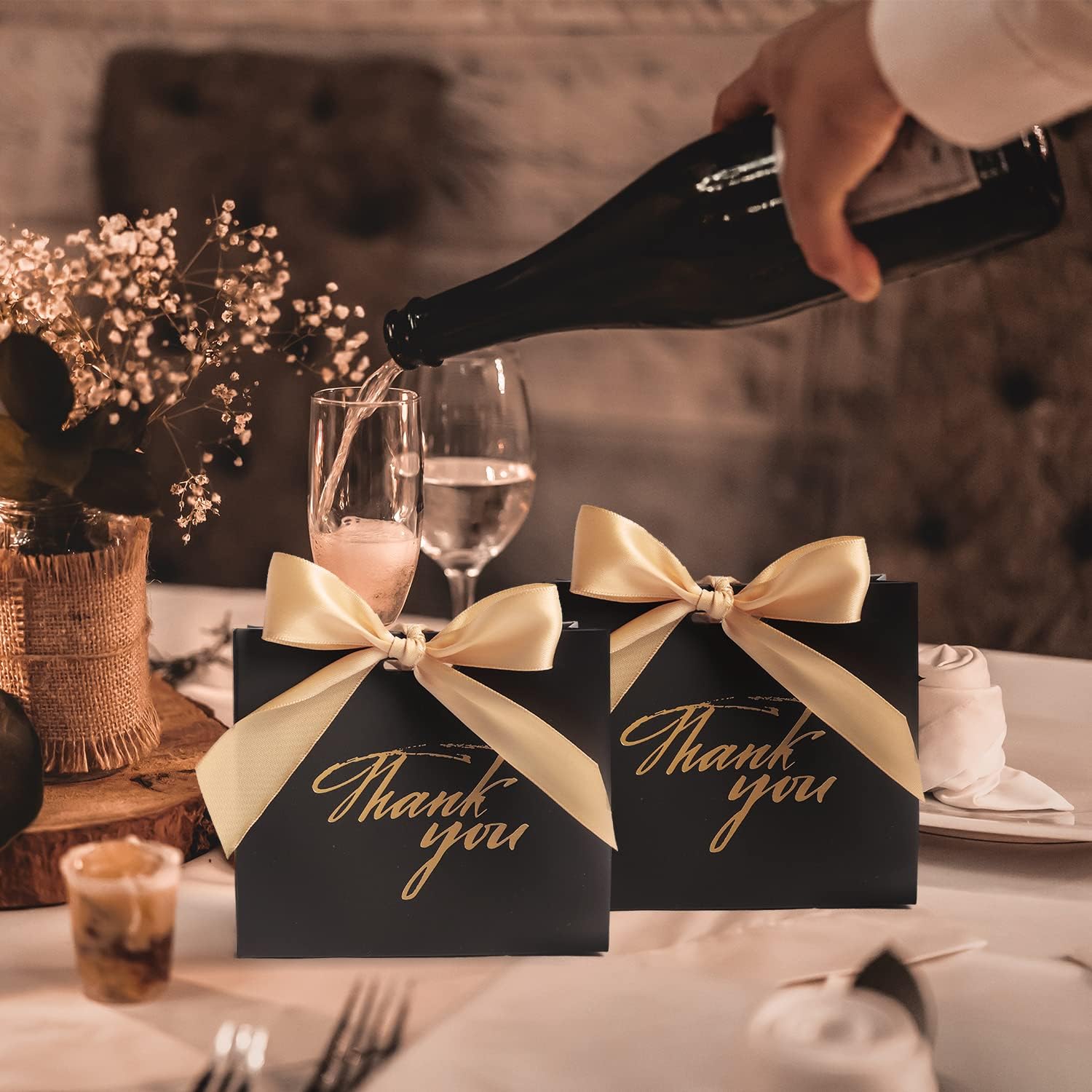 DECHISY 24 Pack Small Gift Bags with Gold Bow