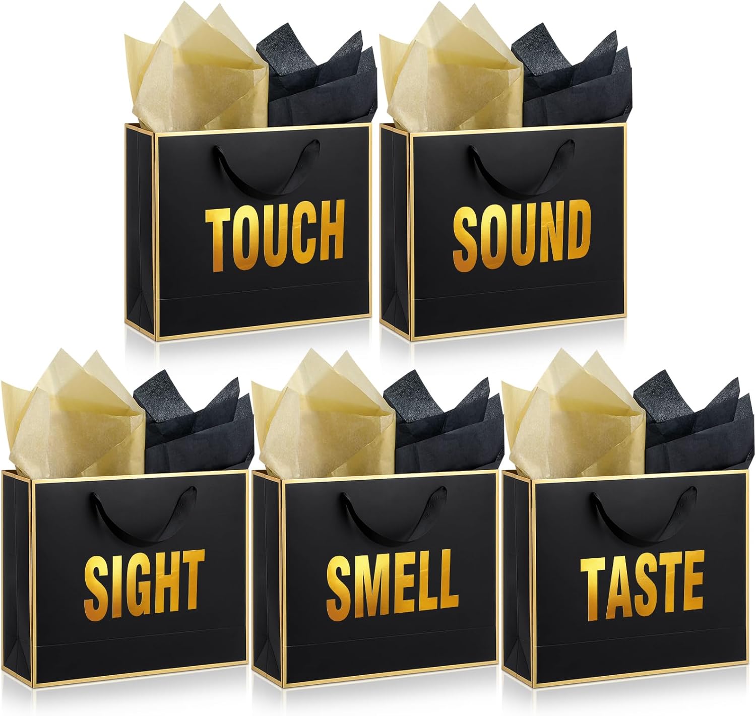 Kolldenn 5 Senses Gift Bags with Handles and Tissue Paper