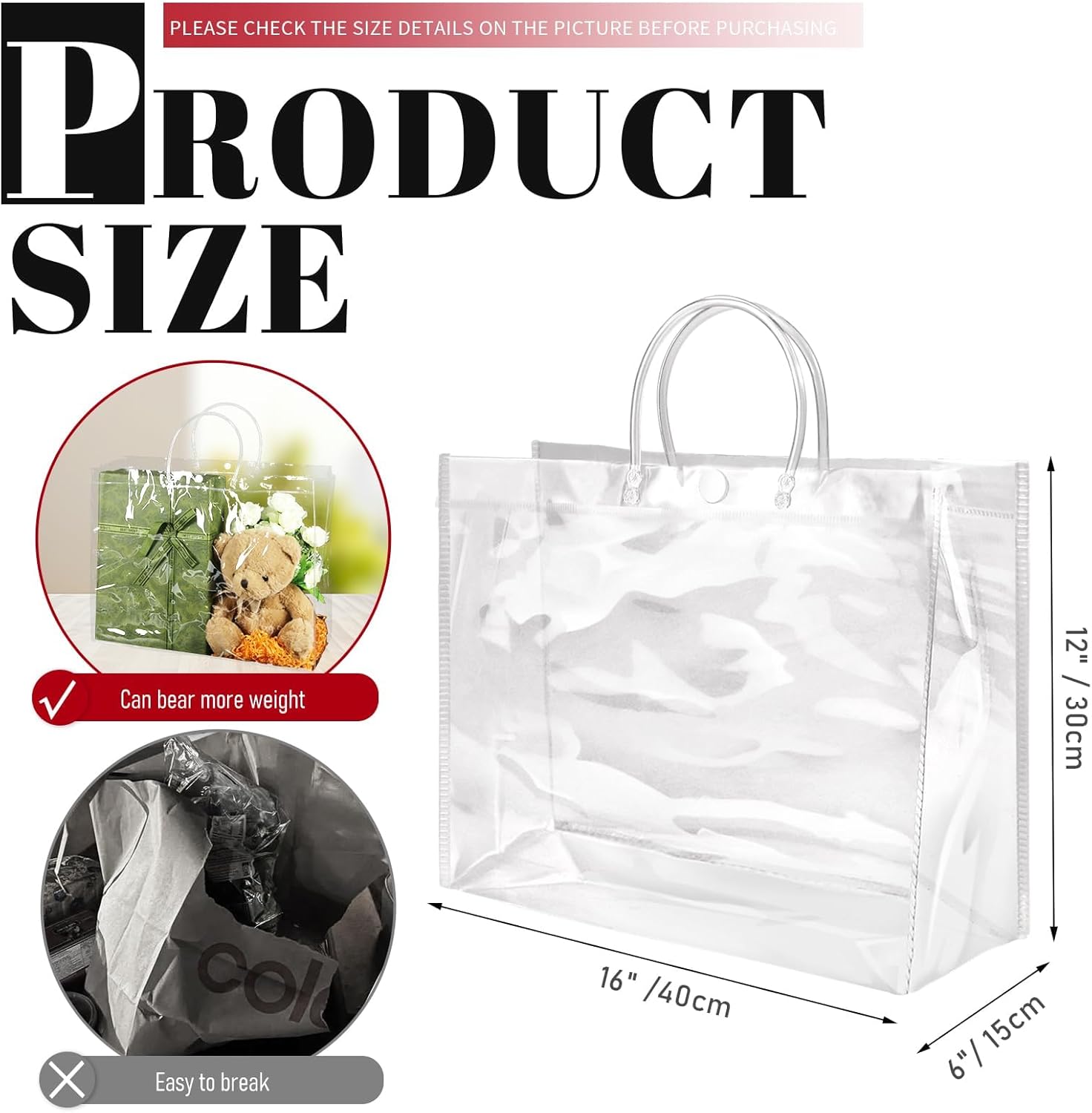 BadenBach Extra Large Clear Gift Bags with Handles