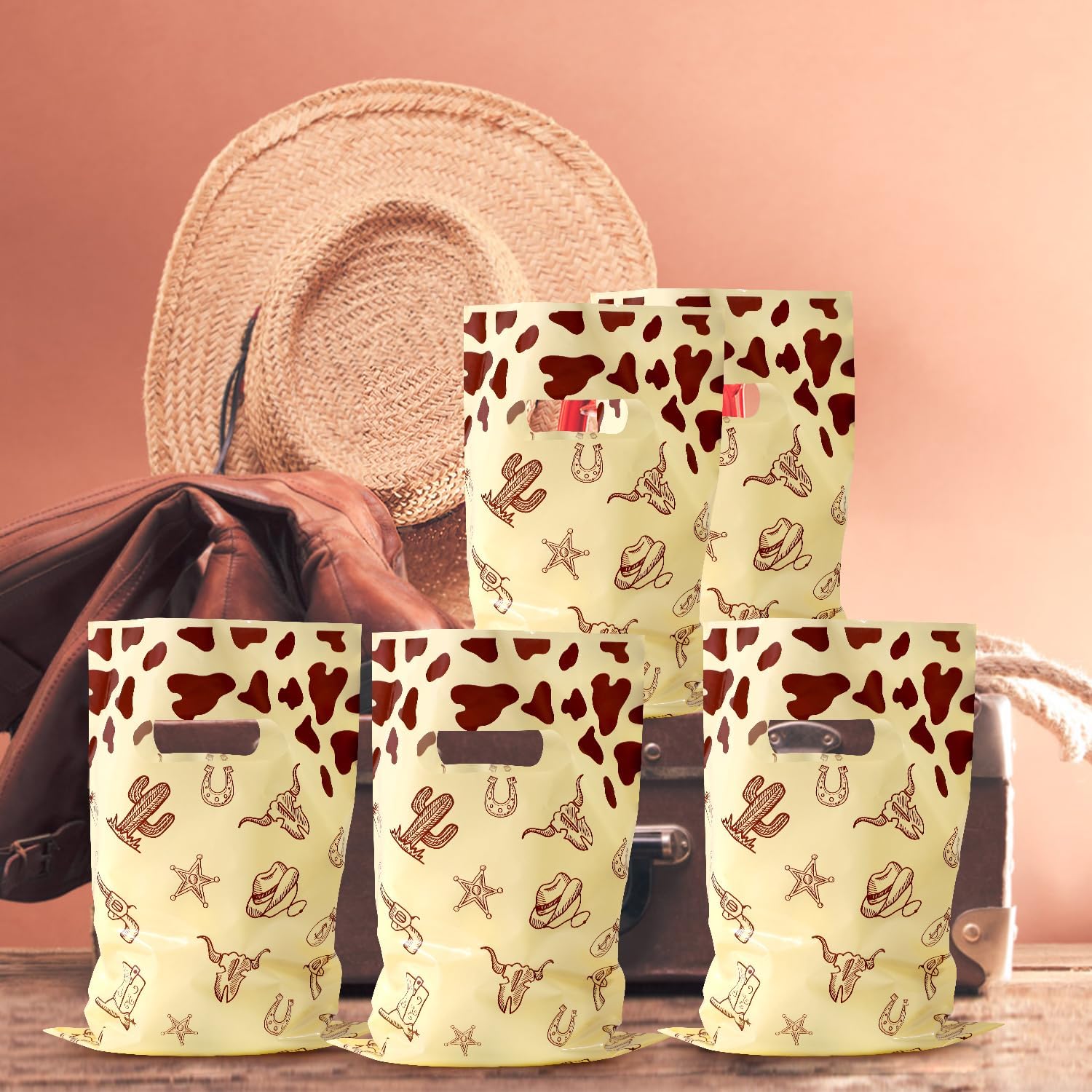 Gosknor 50pcs Plastic Cowboy Goodie Bags