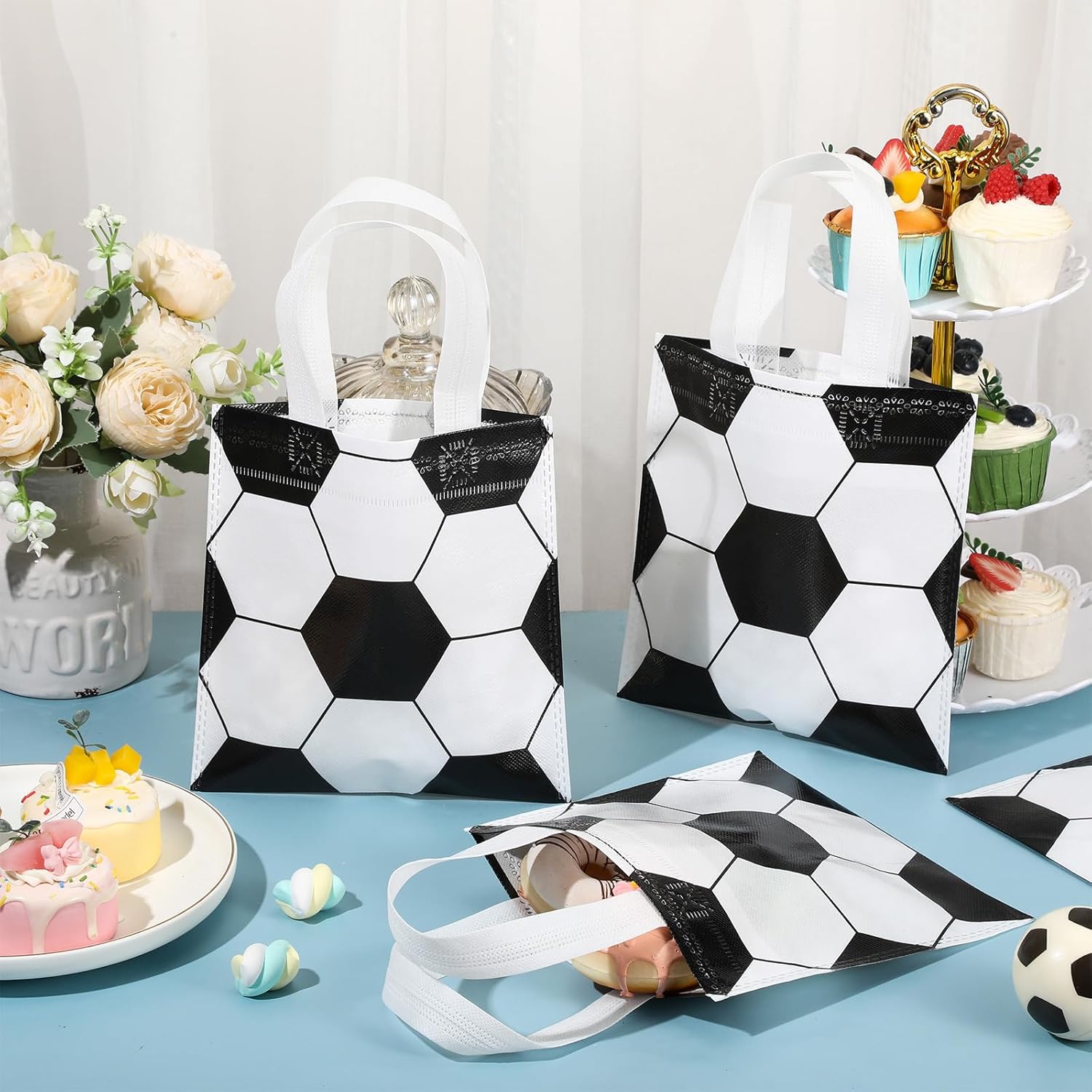 Sweetude 12 Pcs Soccer Gift Bags with Handles