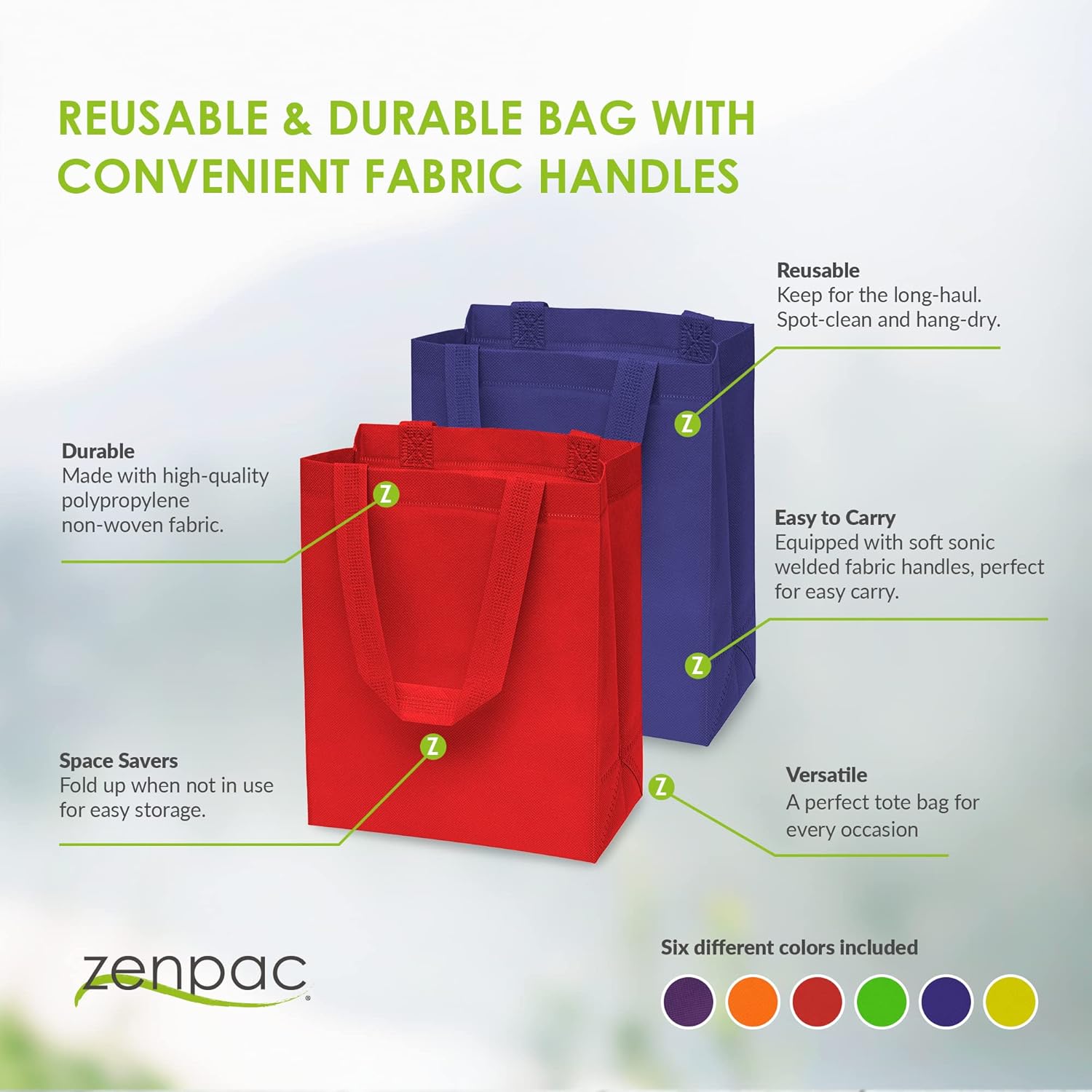 ZENPAC Small Reusable Gift Bags with Handles - 12 Pack