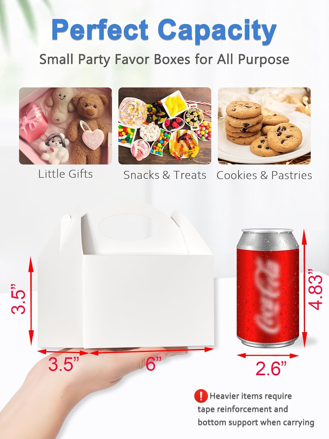 25 Pcs Small Party Treat Boxes White 6 Inch Gable