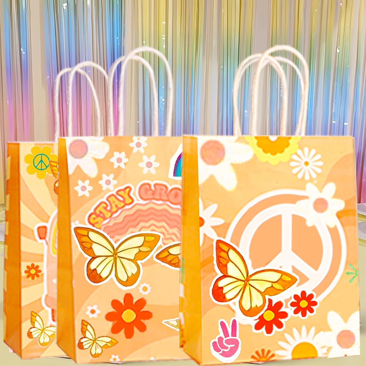 Czwxoxo 24 Pcs Groovy Retro Party Favor Bags