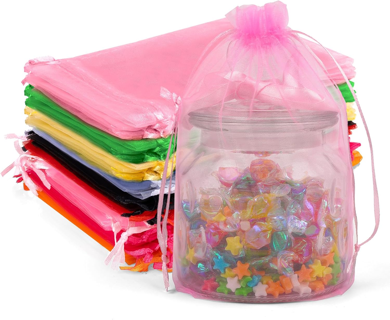 50 Pack Assorted Organza Bags 6x9 Inch for Gifts
