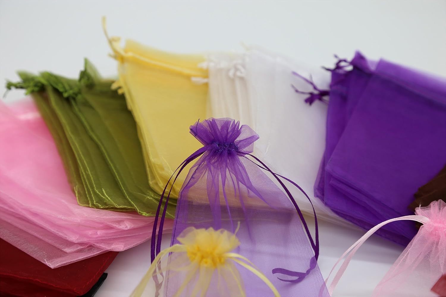 Wudygirl 100 Pcs Drawstring Organza Bags 5x7 Inches