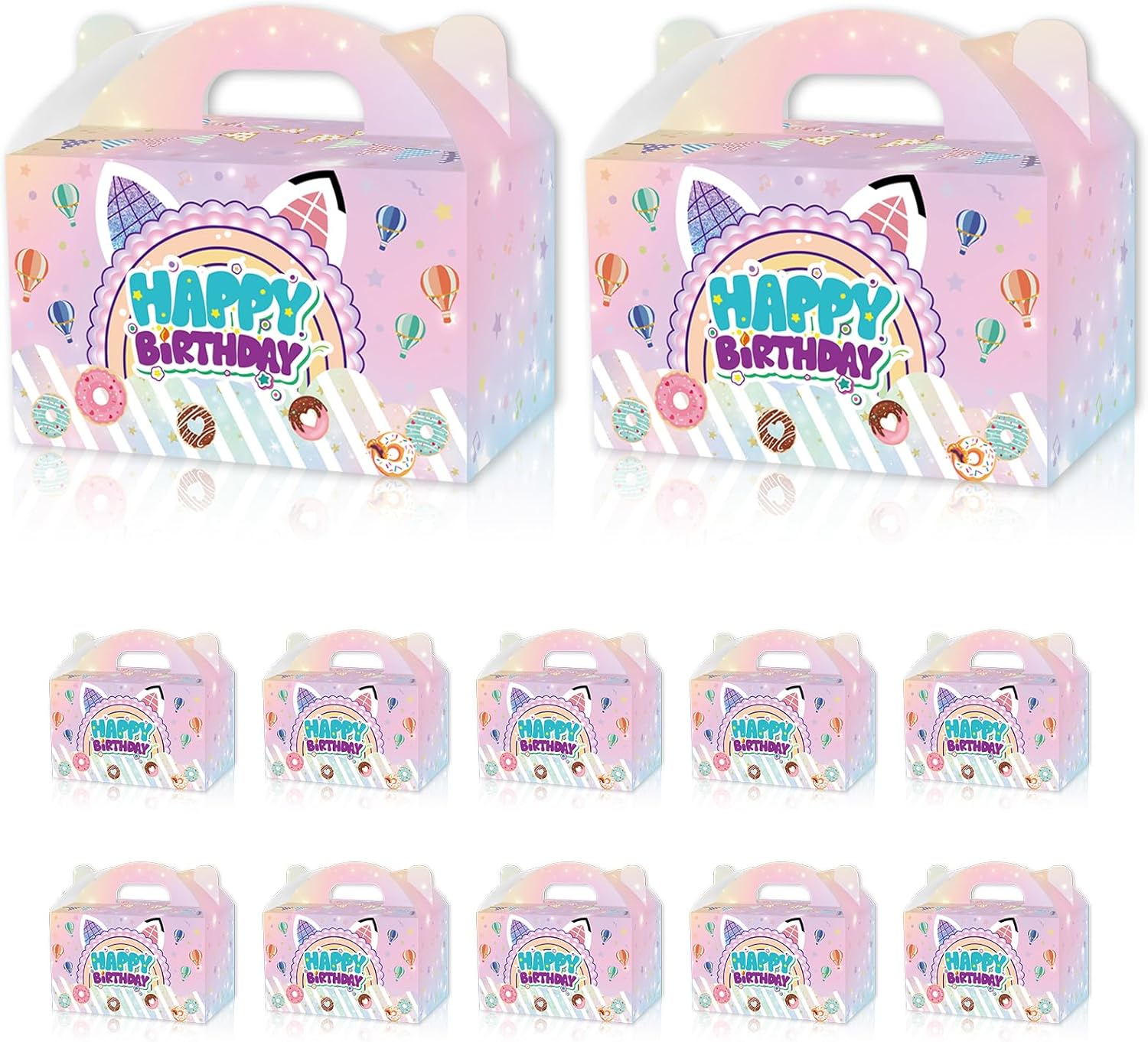 16 Pcs Cartoon Cat Theme Gift Bags With Handles