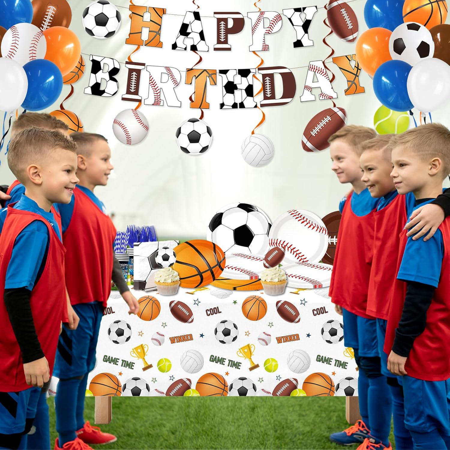 198Pcs Sports Birthday Decorations Set