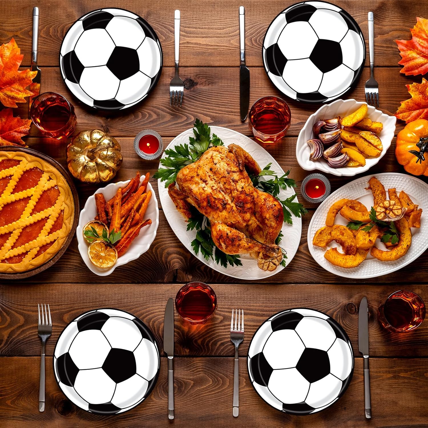 72 Pcs Soccer Themed Paper Plates Napkins Set