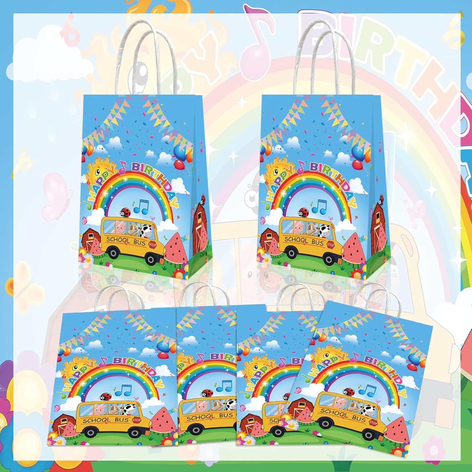 YOOUUQIAN 20PCS Cartoon Melon Gift Bags for Kids Birthday Party