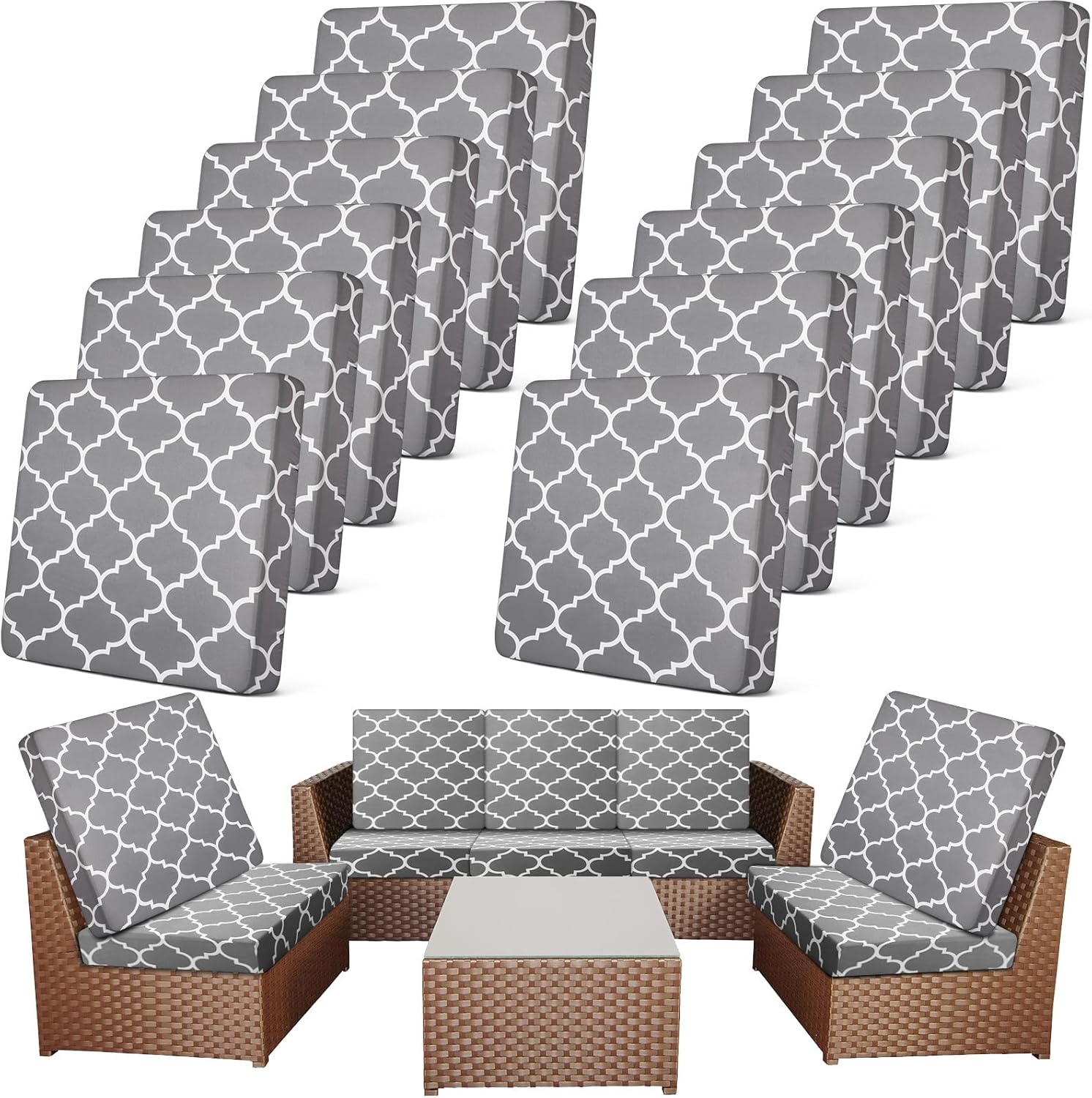Newwiee 12 Pcs Elastic Sofa Cushion Covers