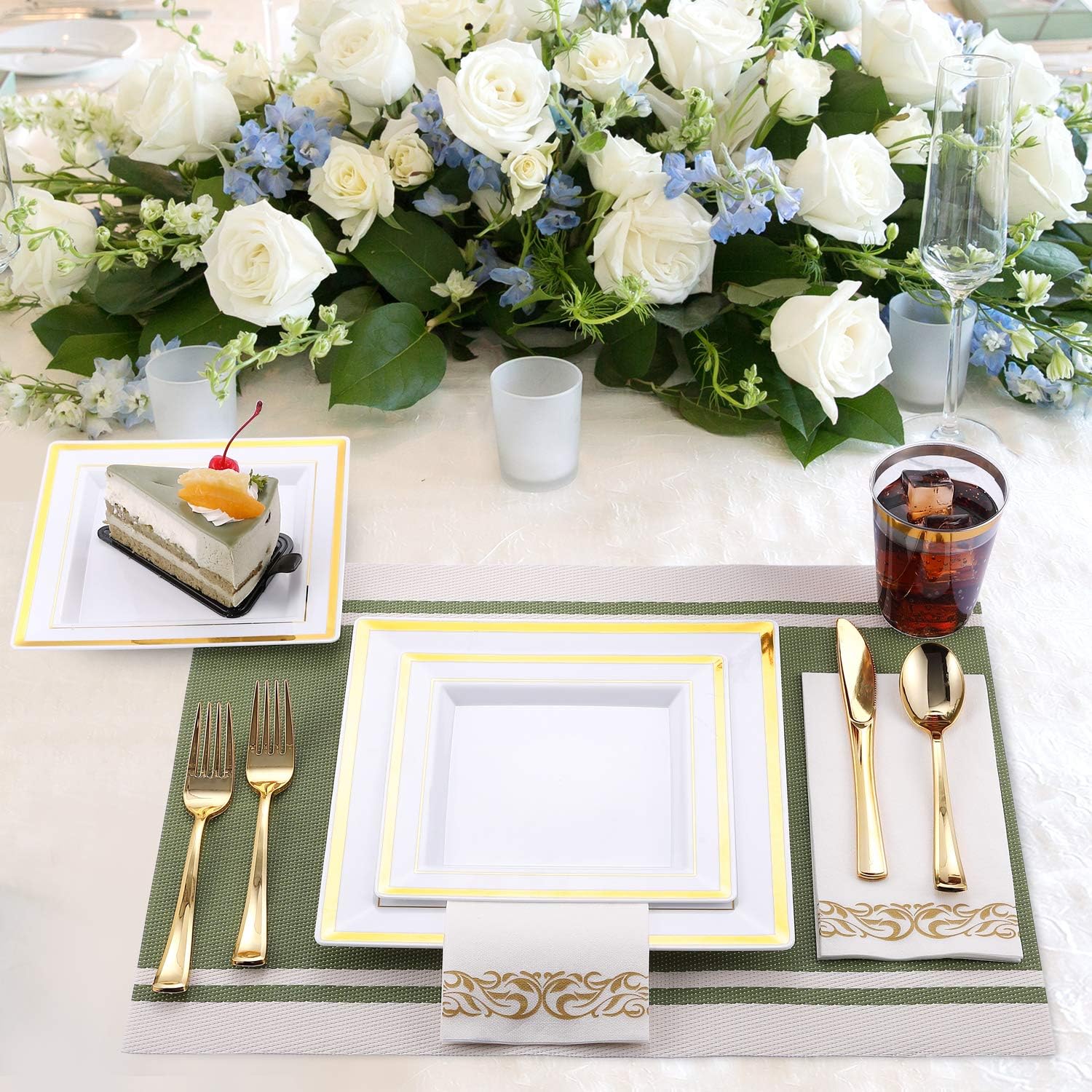 FOCUSLINE 350 Ct Disposable Dinnerware Set for 50 Guests
