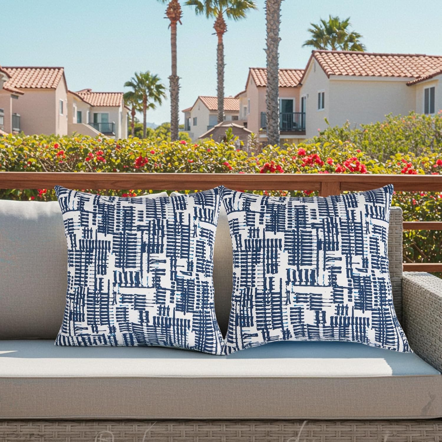 Outdoor Throw Pillows Set of 2 Waterproof 16x16 Inch