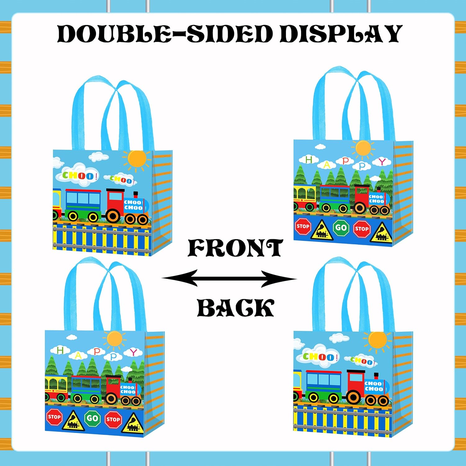 12PCS Train Theme Gift Bags with Handles