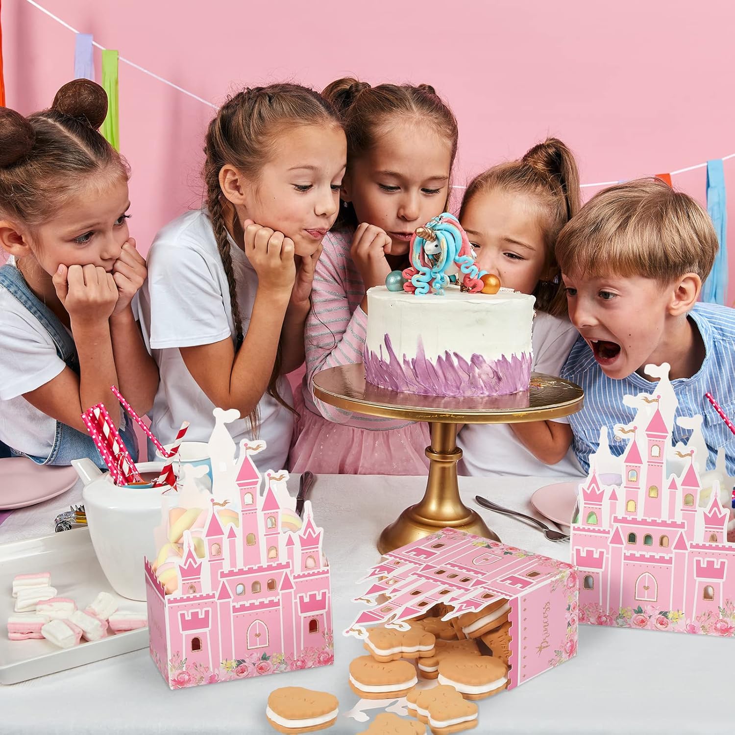 Outus 24 Piece Pink Princess Castle Favor Bags