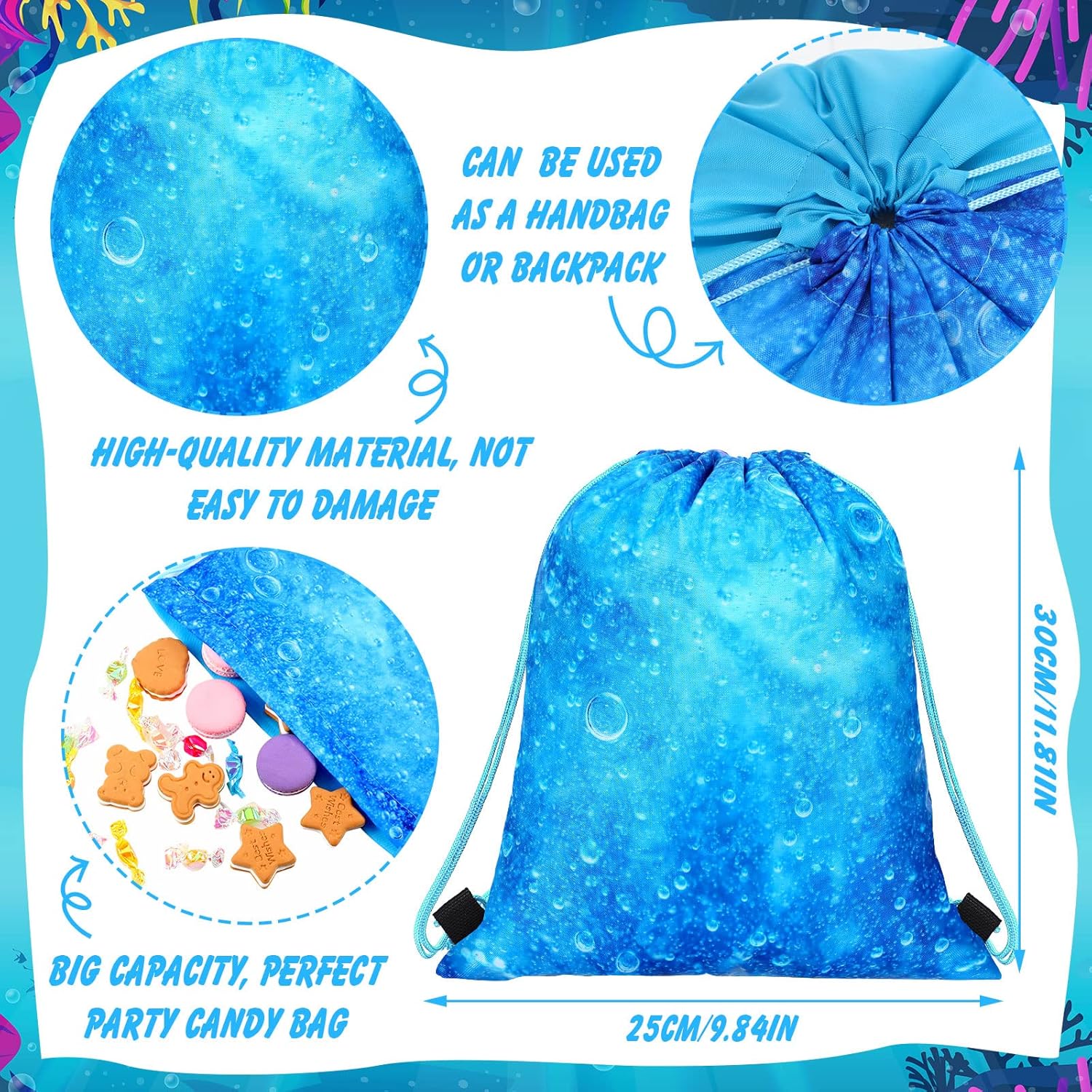 Funtery 24 Pcs Ocean Wave Drawstring Gift Bags
