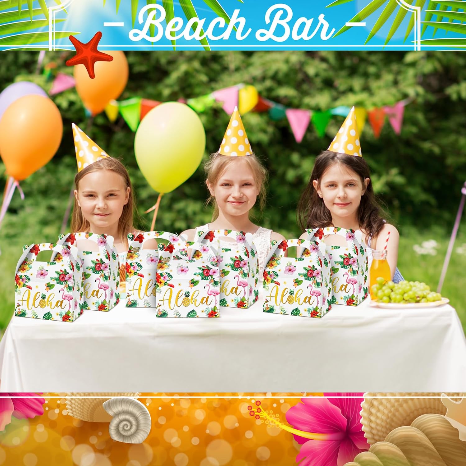 Glenmal 24 Pcs Tiki Luau Treat Boxes with Handles