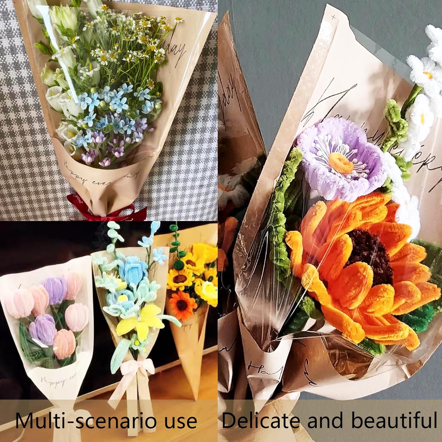 Flower Wrapping Bags Clear 11x17 Inch 20 Pcs for Bouquets