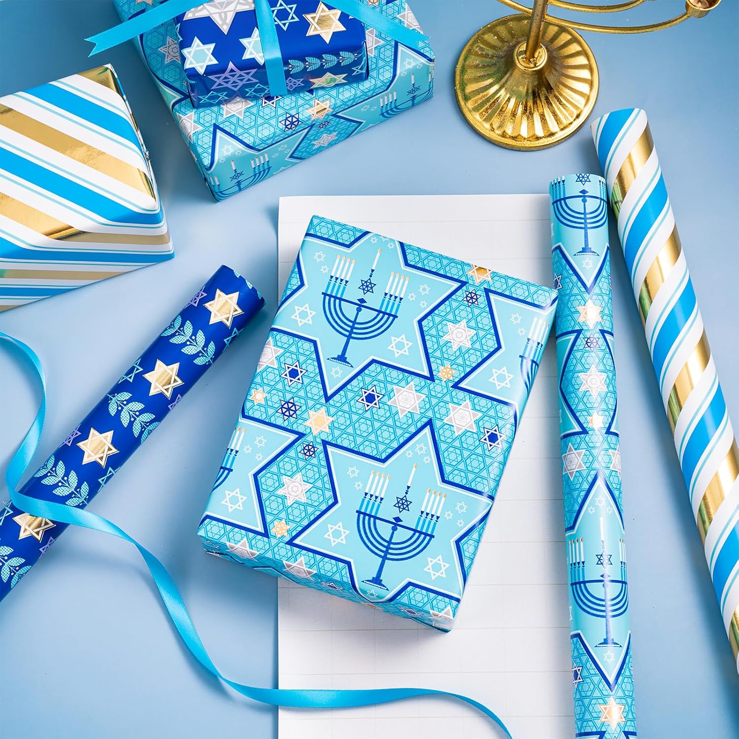 RUSPEPA Hanukkah Wrapping Paper Roll Set