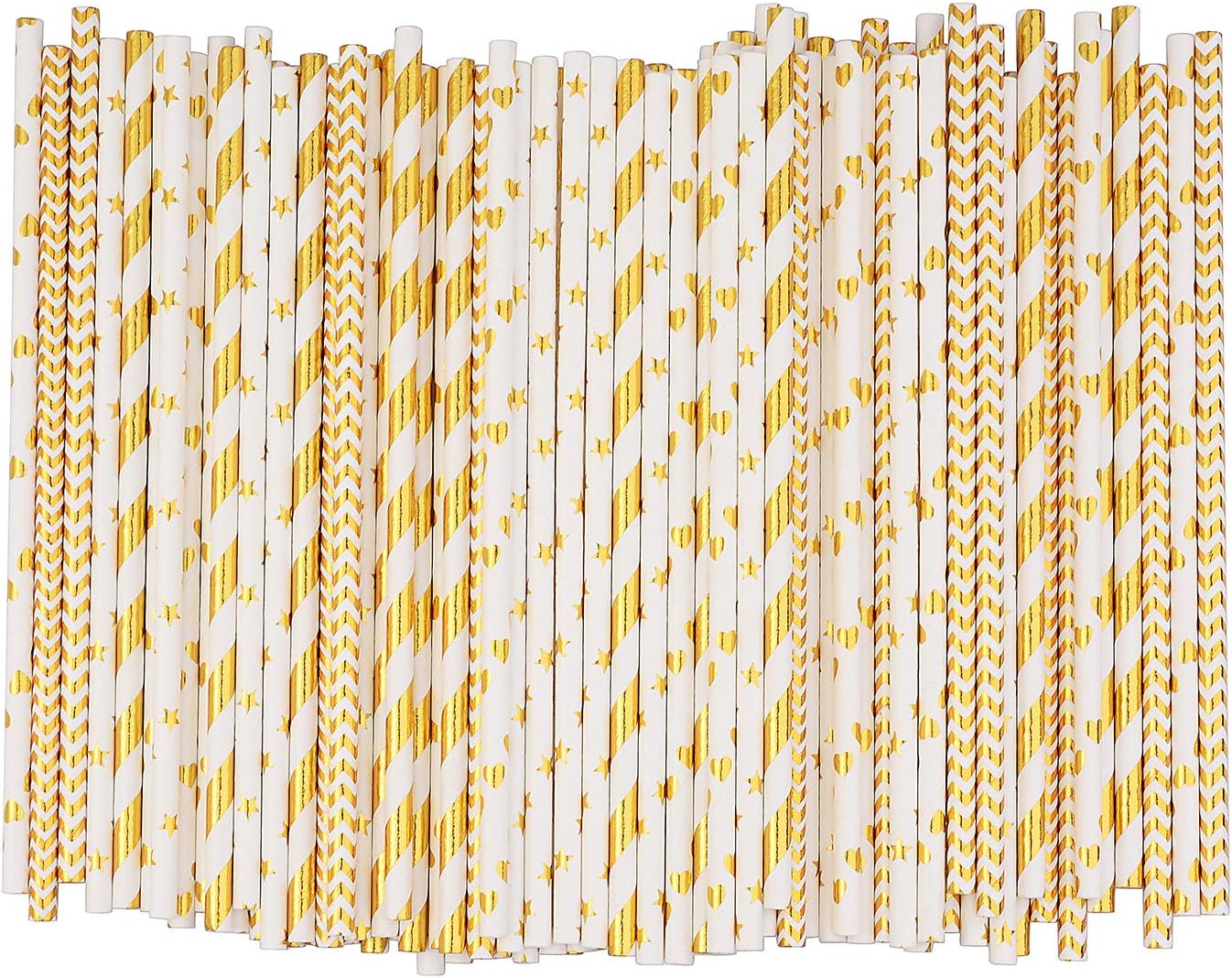 Alink Biodegradable Gold Paper Straws Pack of 100